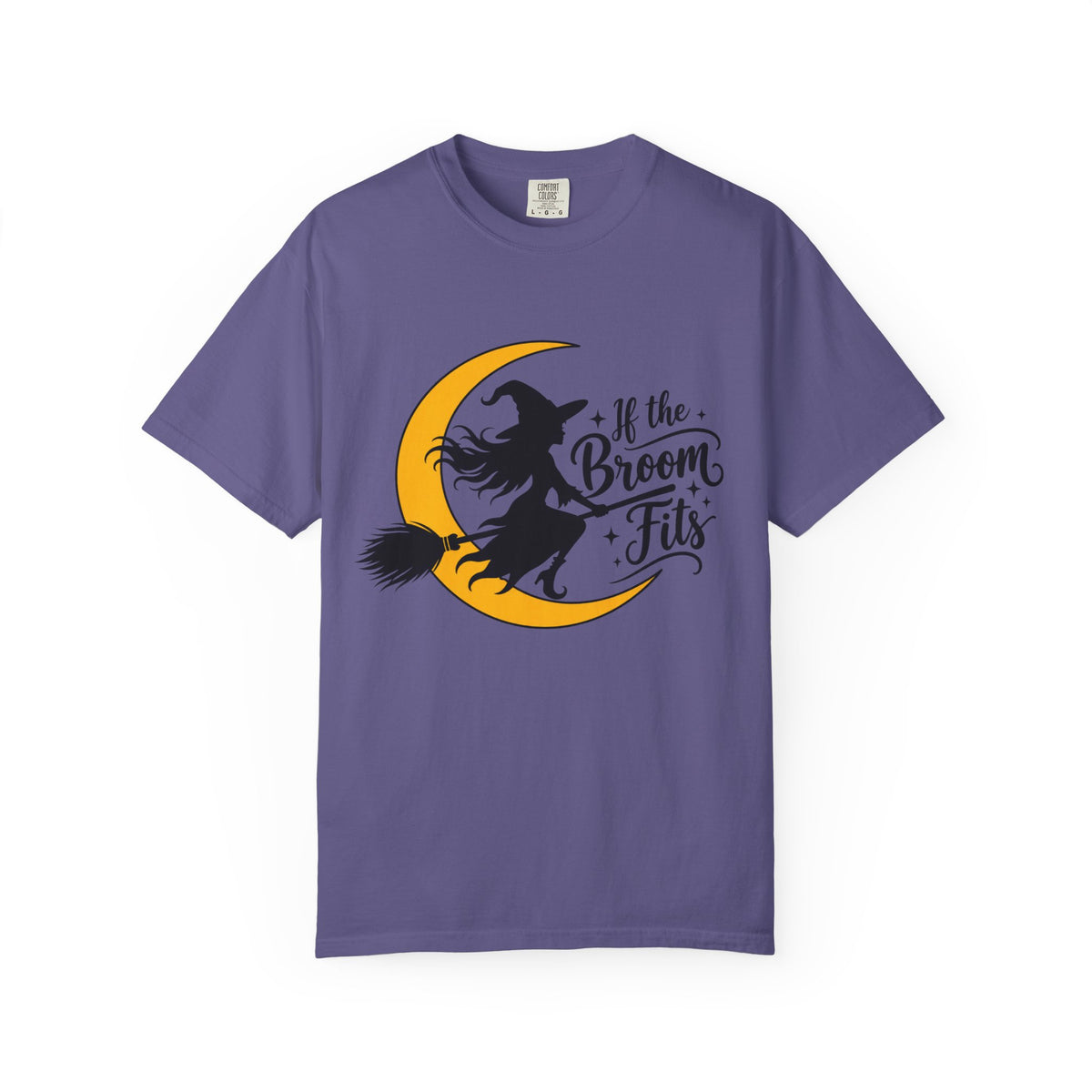 If the Broom Fits Witch Moon Cotton T-Shirt — Halloween Garment-Dyed Tee