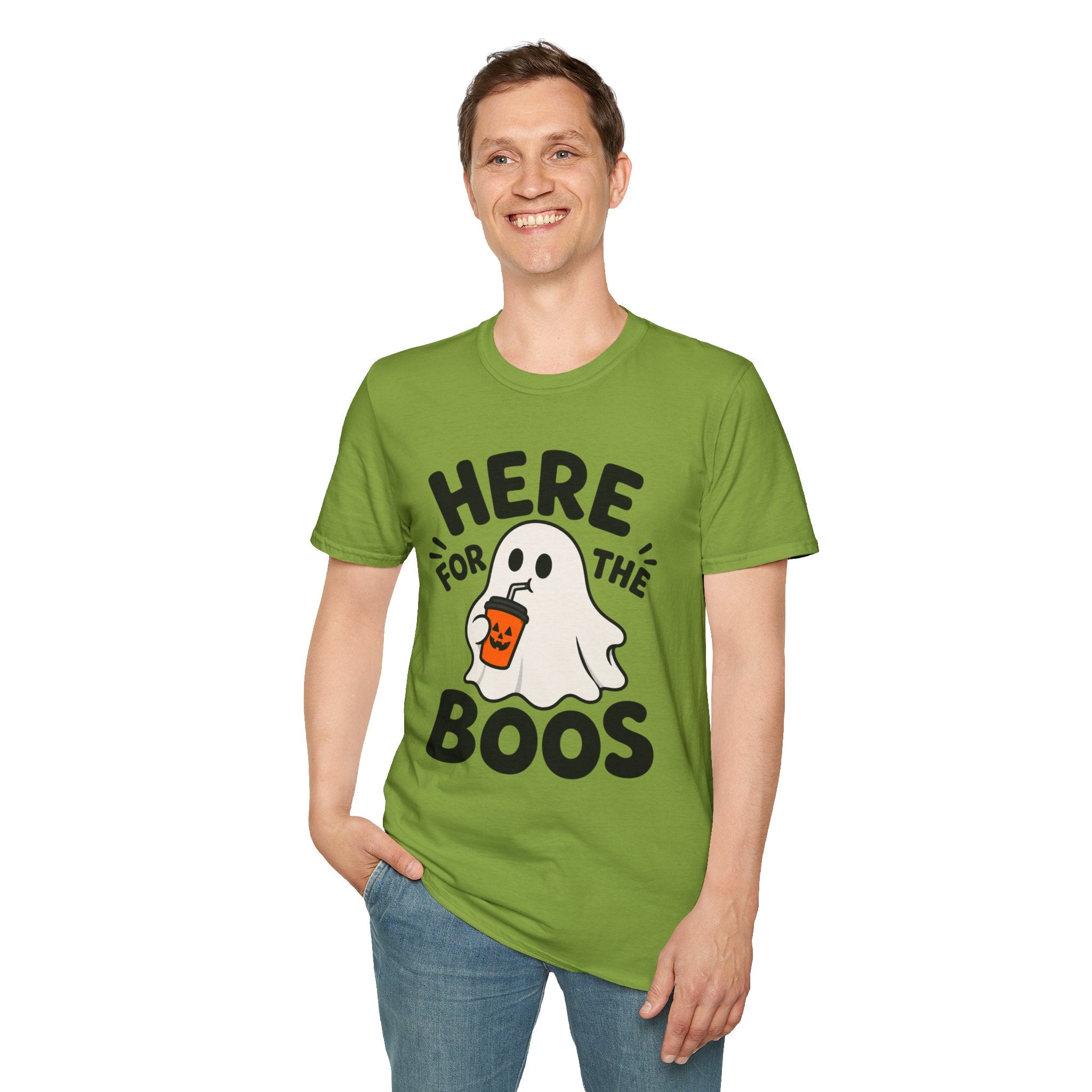 Here for the Boos T-Shirt | Halloween Ghost Graphic Tee