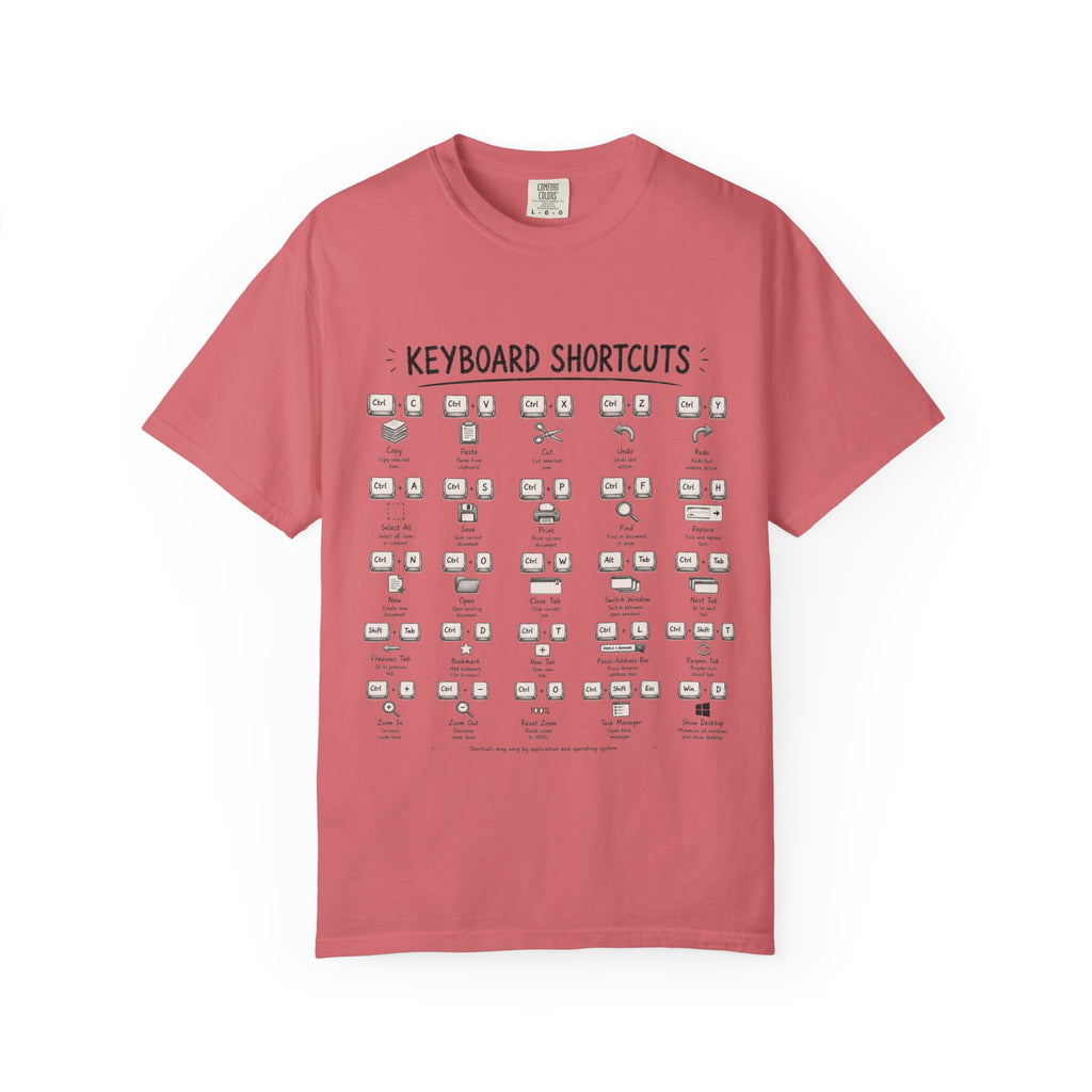 Keyboard Shortcuts T-Shirt — Programmer Tech Cheat Sheet Tee