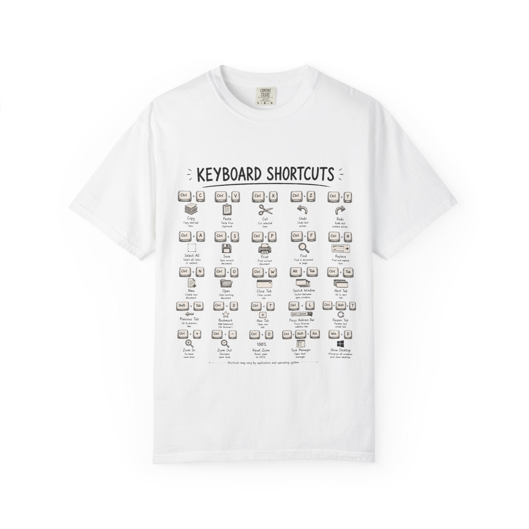 Keyboard Shortcuts T-Shirt — Programmer Tech Cheat Sheet Tee