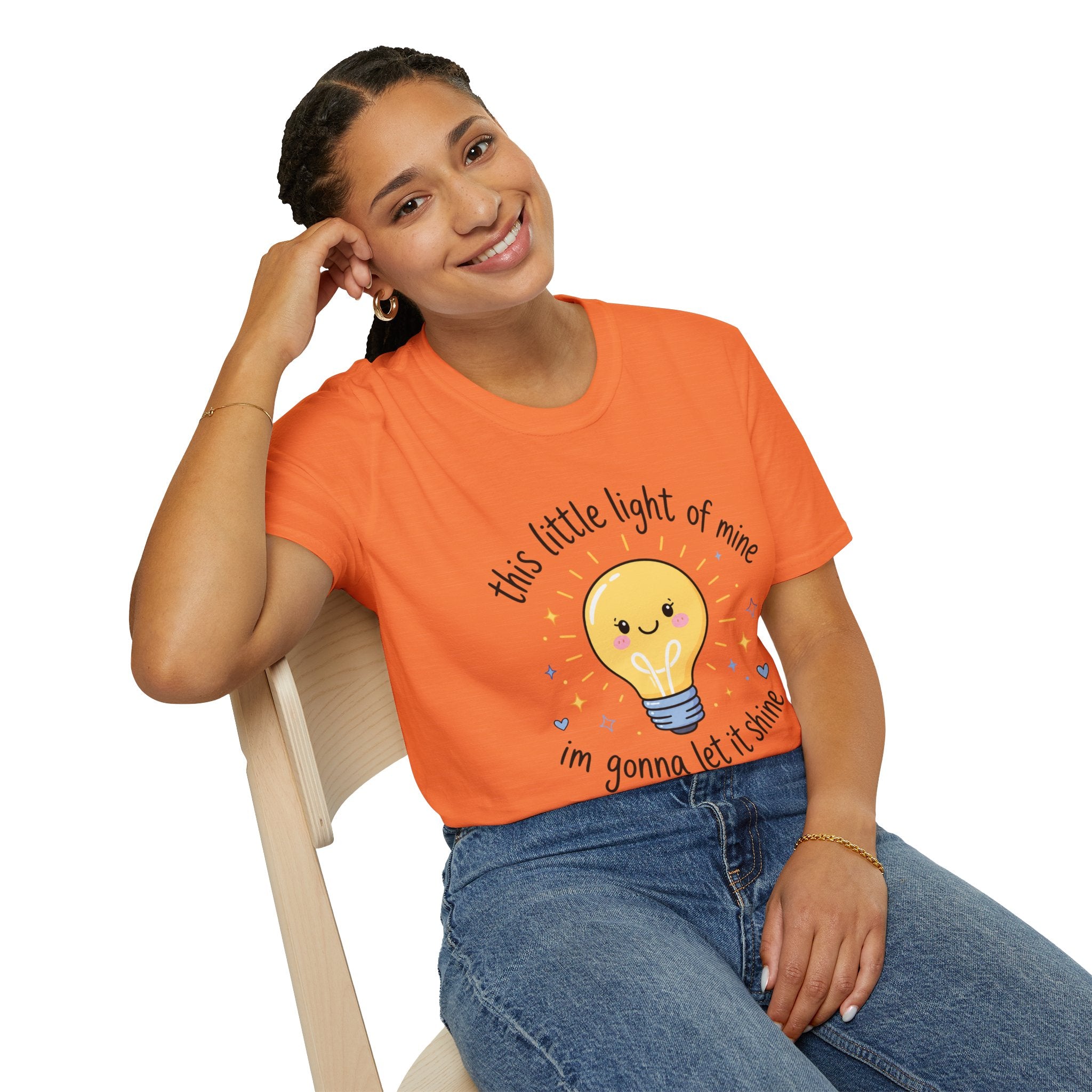 T-Shirt — "This Little Light of Mine" Cute Smiling Lightbulb Inspirational Tee