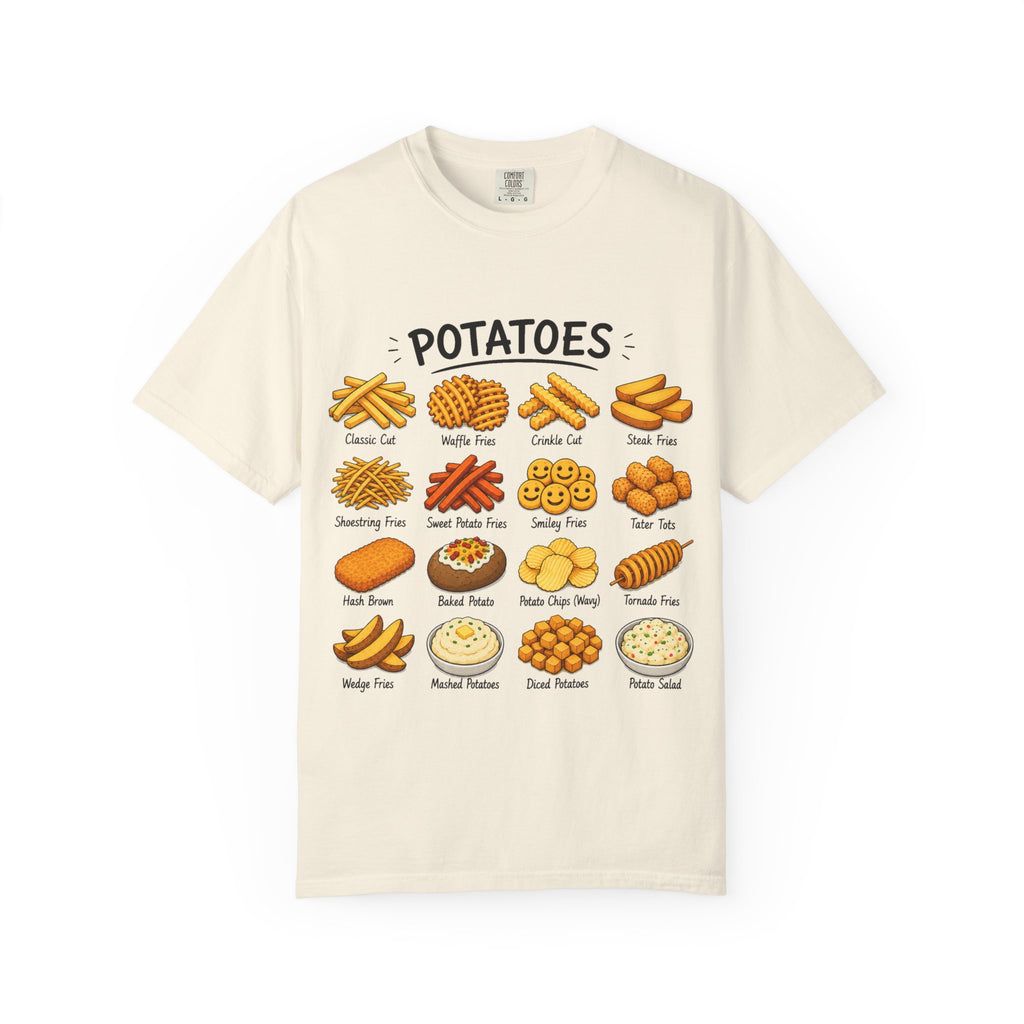 Potato Varieties T-Shirt — Cute Illustrated 'Potatoes' Chart Tee