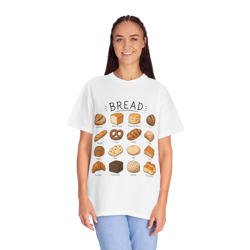 Bread Types T-Shirt — Illustrated Bakery Breads Chart Tee