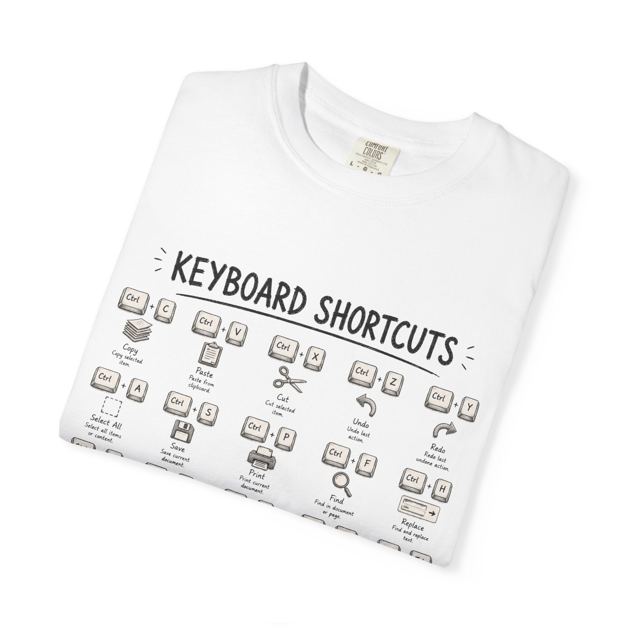 Keyboard Shortcuts T-Shirt — Programmer Tech Cheat Sheet Tee