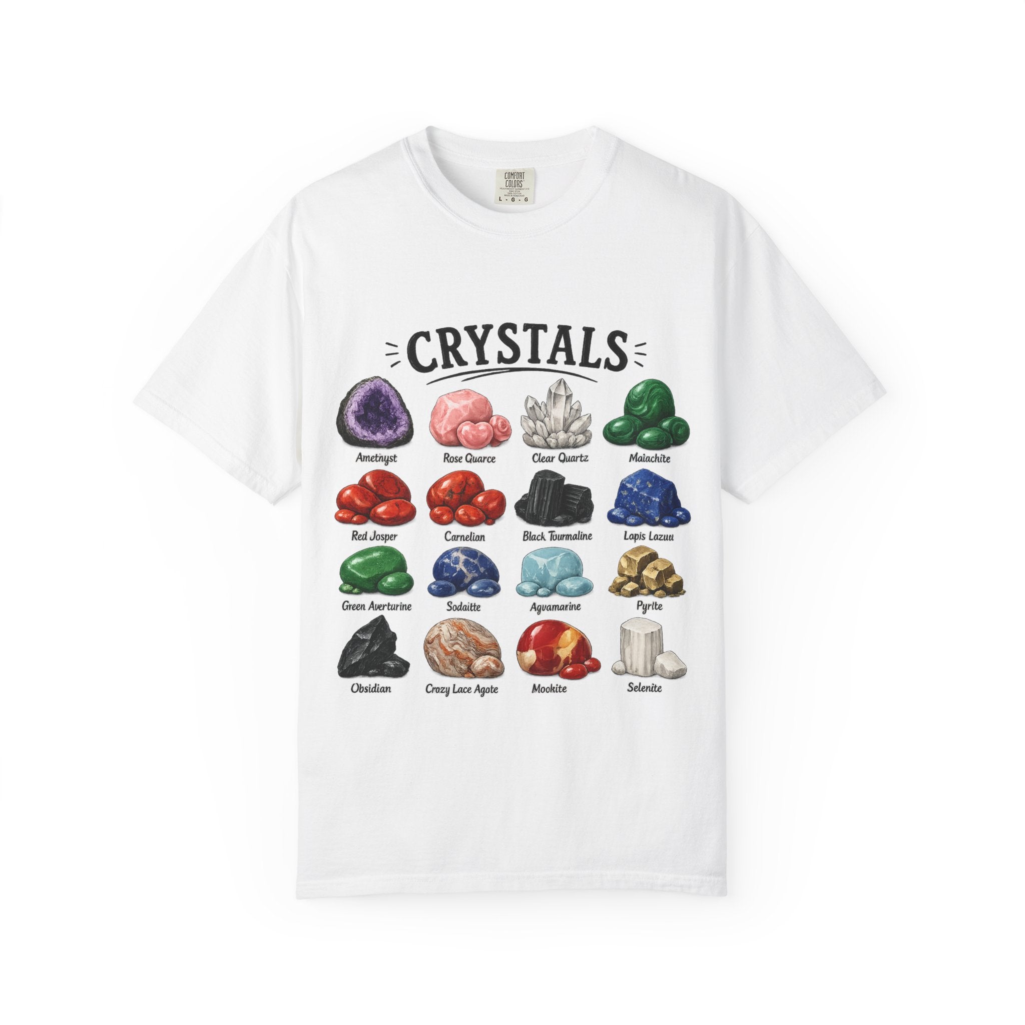 Crystal Guide T-Shirt — Illustrated Gemstone Chart Tee
