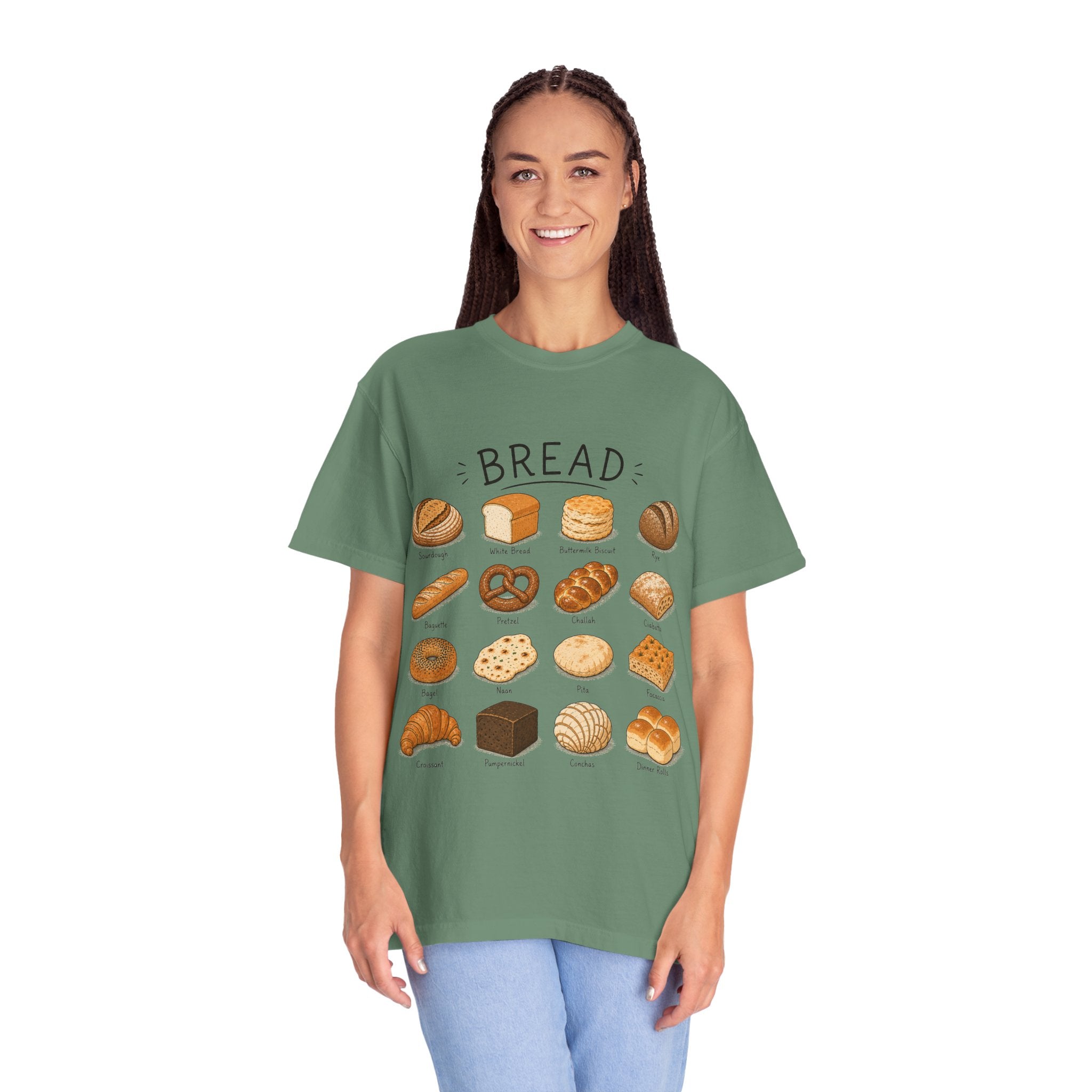 Bread Types T-Shirt — Illustrated Bakery Breads Chart Tee
