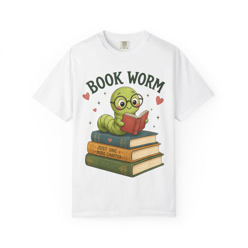 Book Worm T-Shirt – Cute Reading Worm Graphic Tee ("Just One More Chapter")