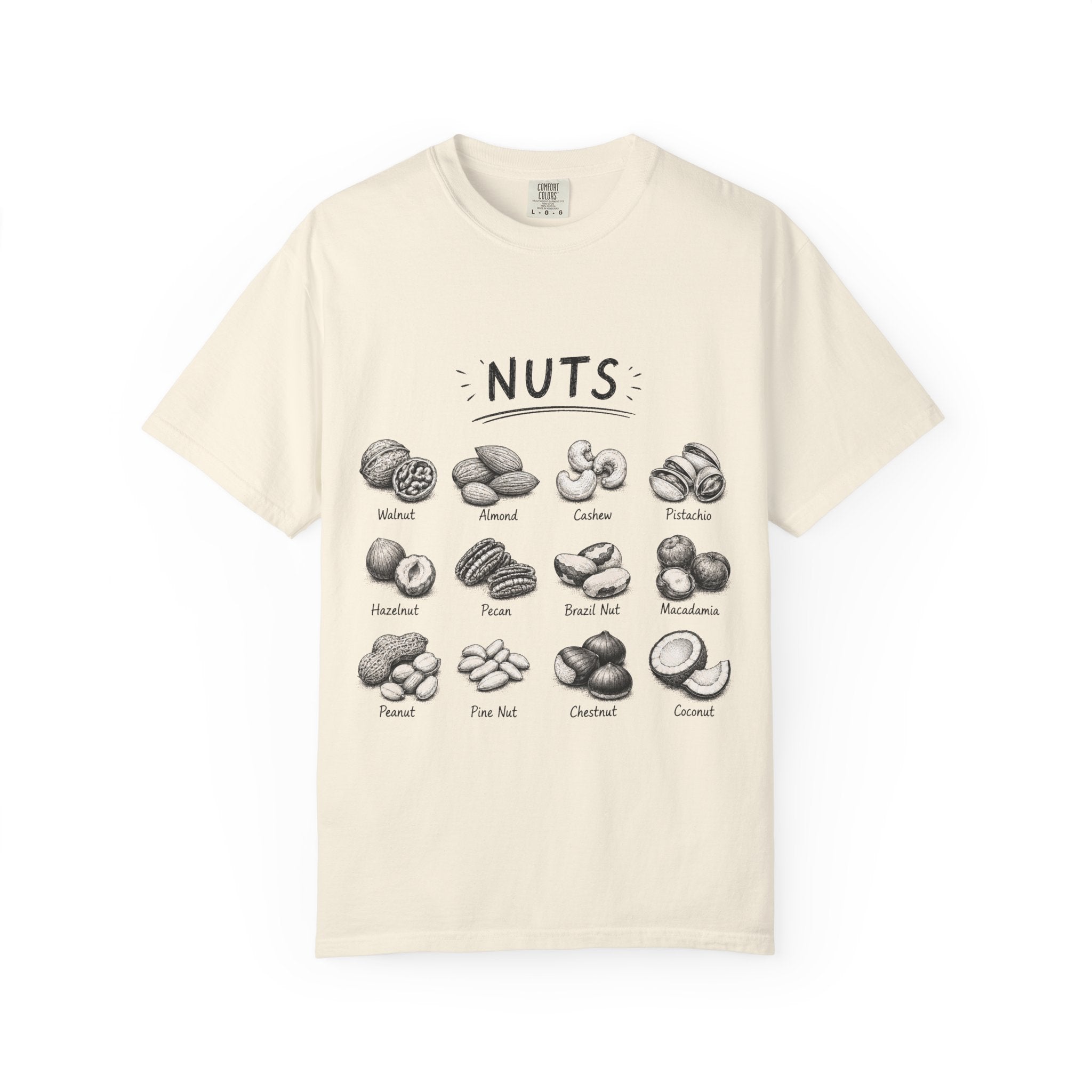 Nuts Illustrated T-Shirt — Vintage Botanical Nut Chart Tee