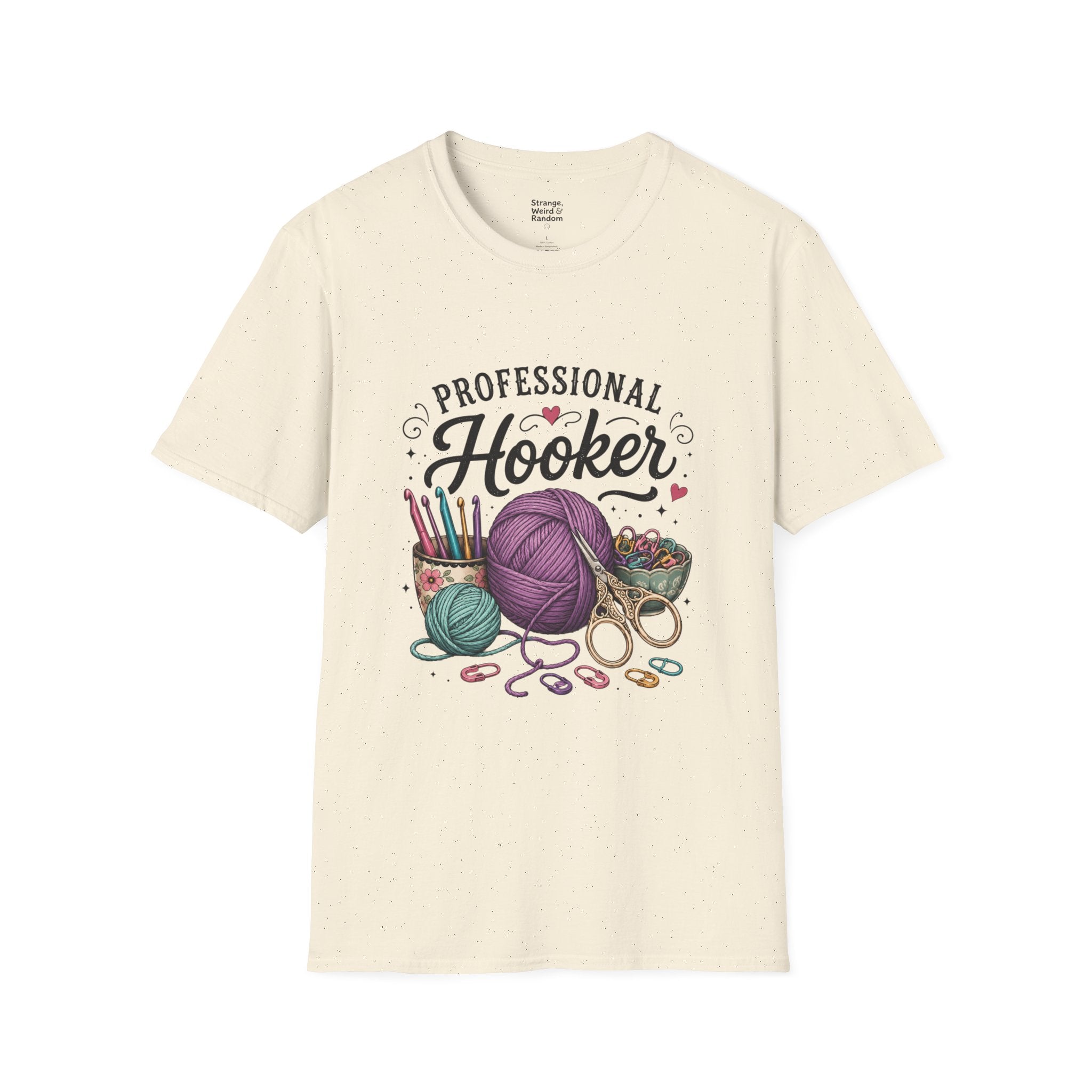 Professional Hooker Crochet Yarn T-Shirt | Knitting Hooks, Ball of Yarn