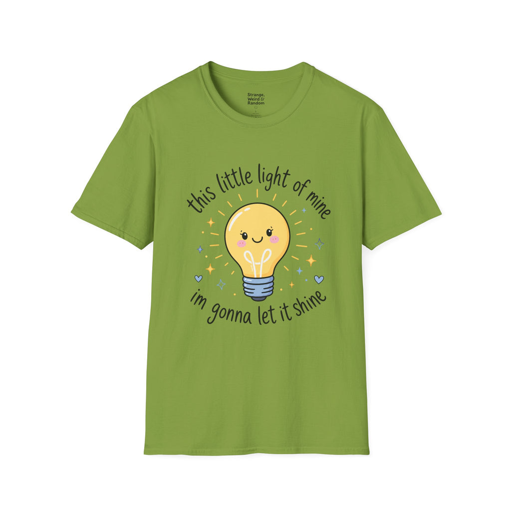 T-Shirt — "This Little Light of Mine" Cute Smiling Lightbulb Inspirational Tee