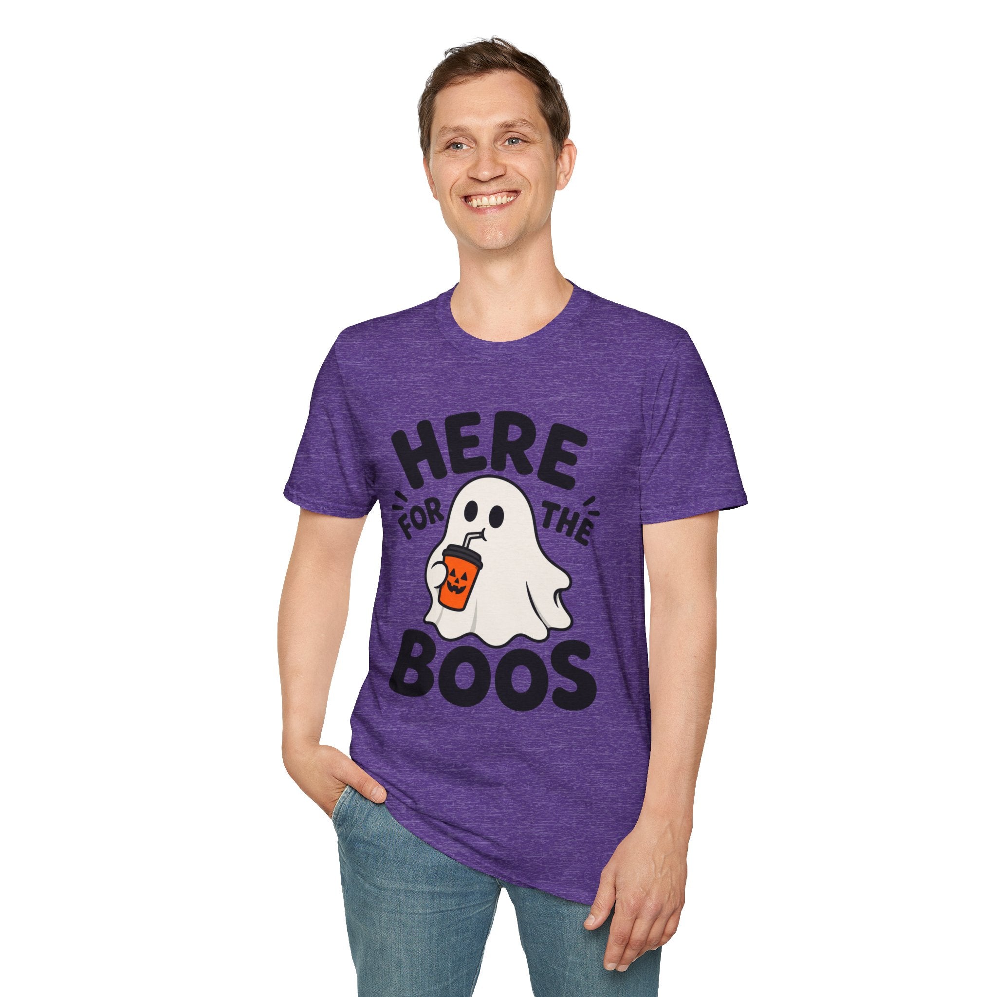 Here for the Boos T-Shirt | Halloween Ghost Graphic Tee
