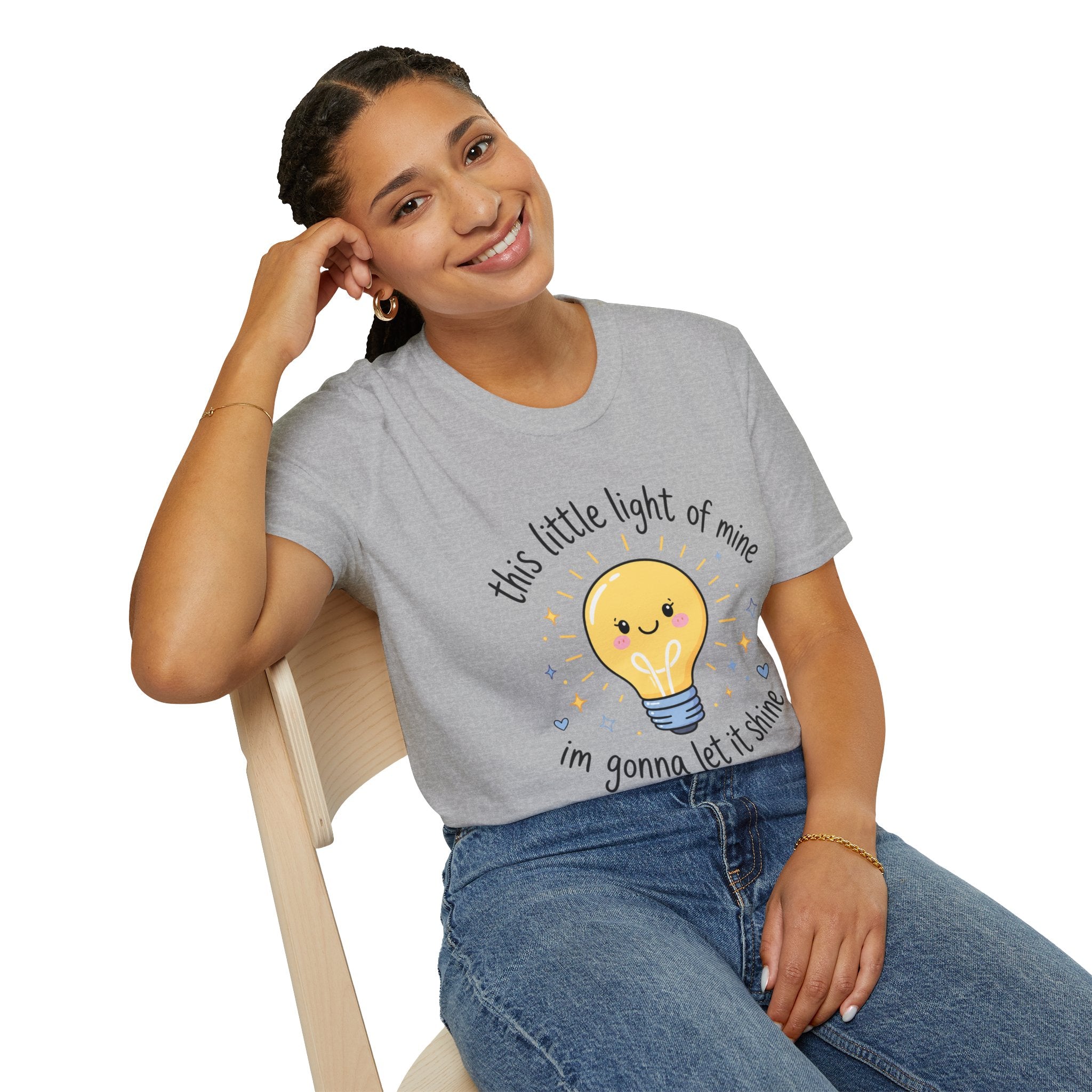 T-Shirt — "This Little Light of Mine" Cute Smiling Lightbulb Inspirational Tee