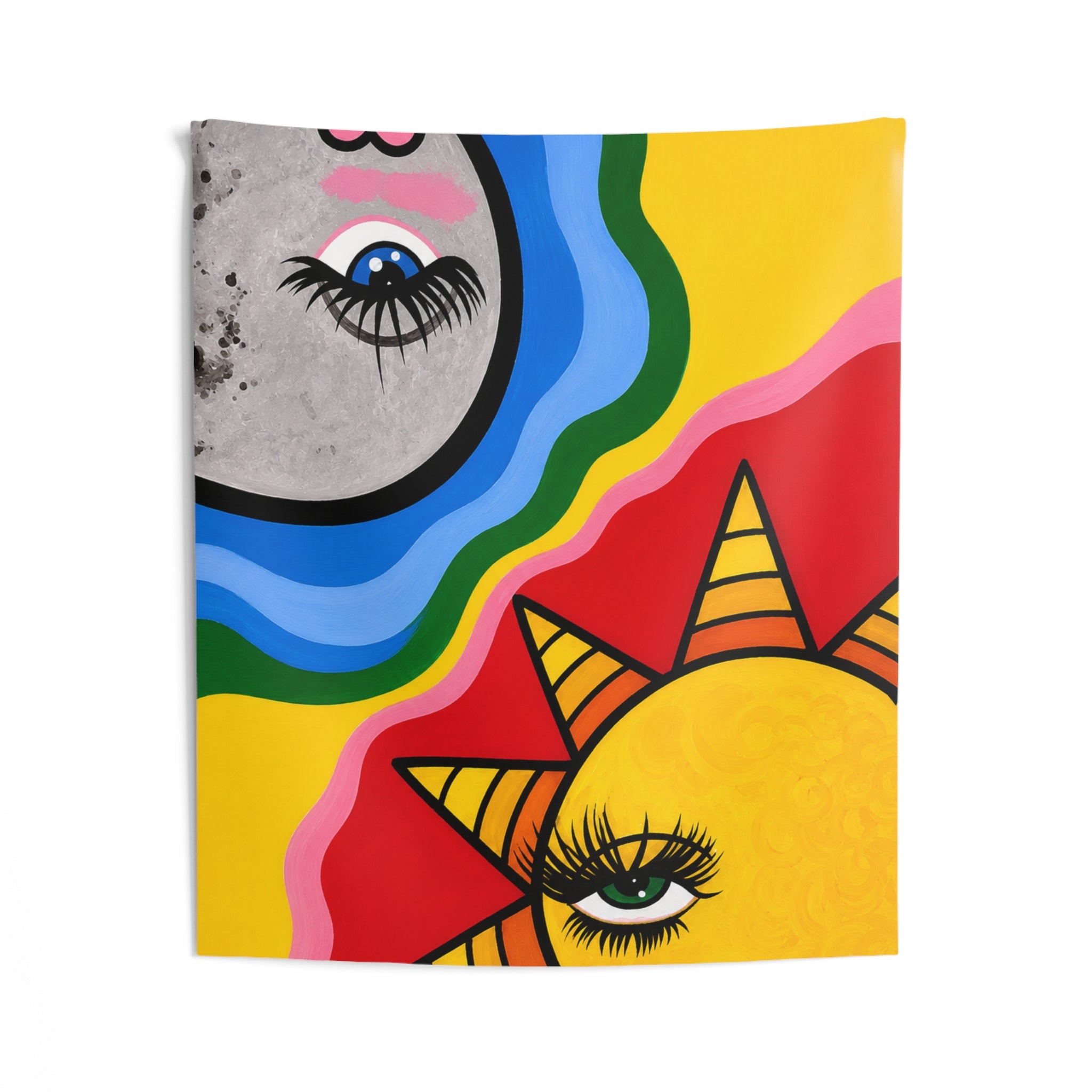 Sun & Moon Wall Tapestry — Colorful Psychedelic Celestial Decor