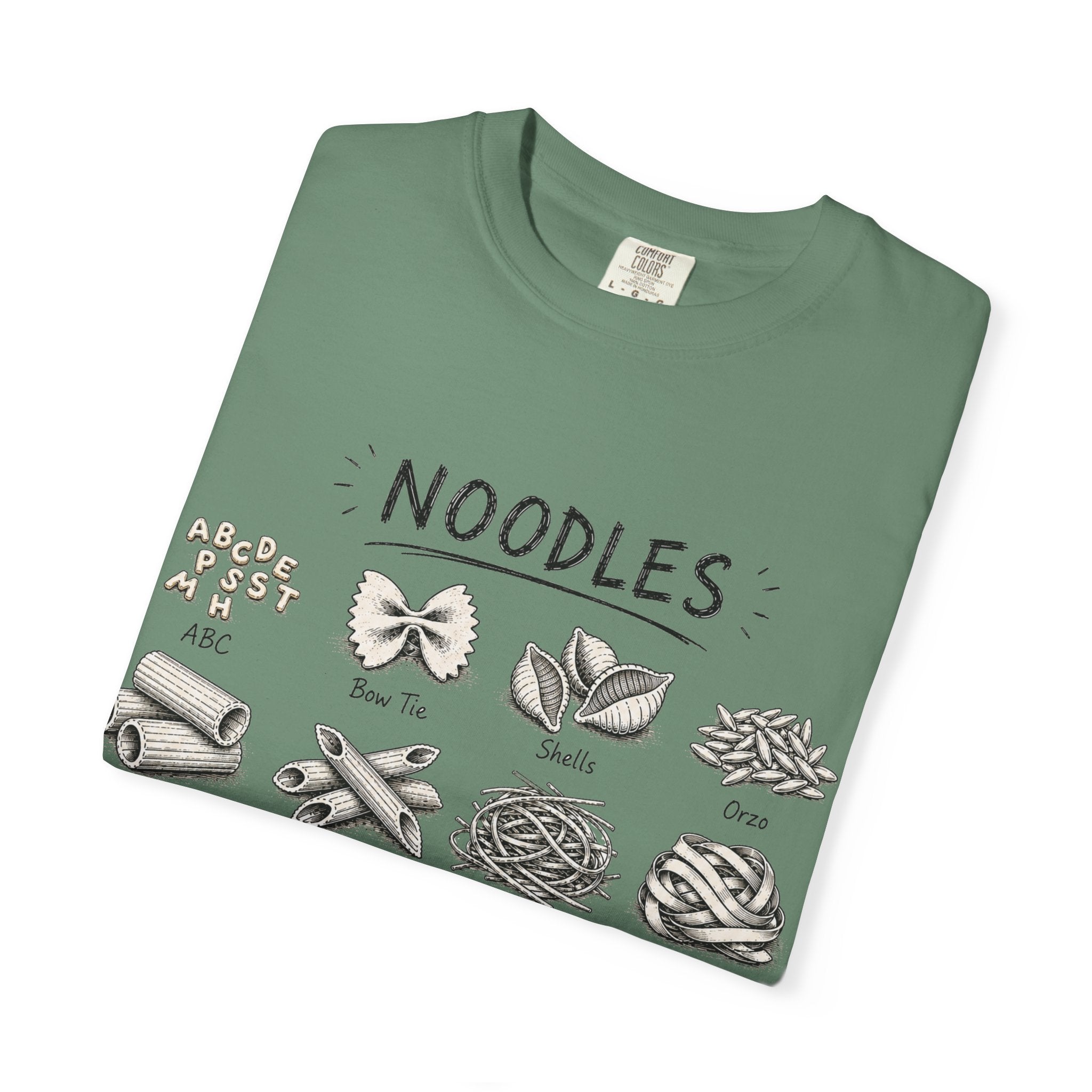Noodles Chart T-Shirt — Illustrated Pasta Types Tee