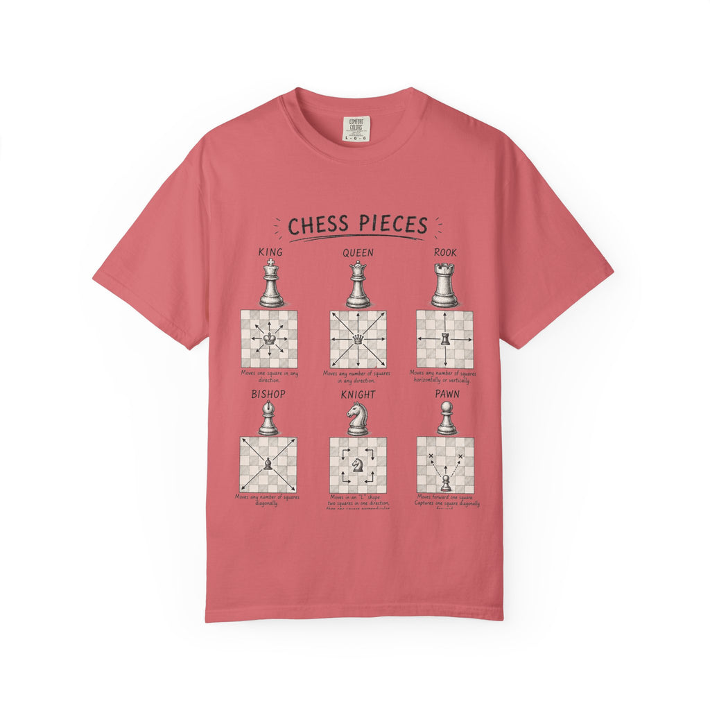 Chess Pieces Illustrated T-Shirt — Vintage Diagram Tee for Players & Fans