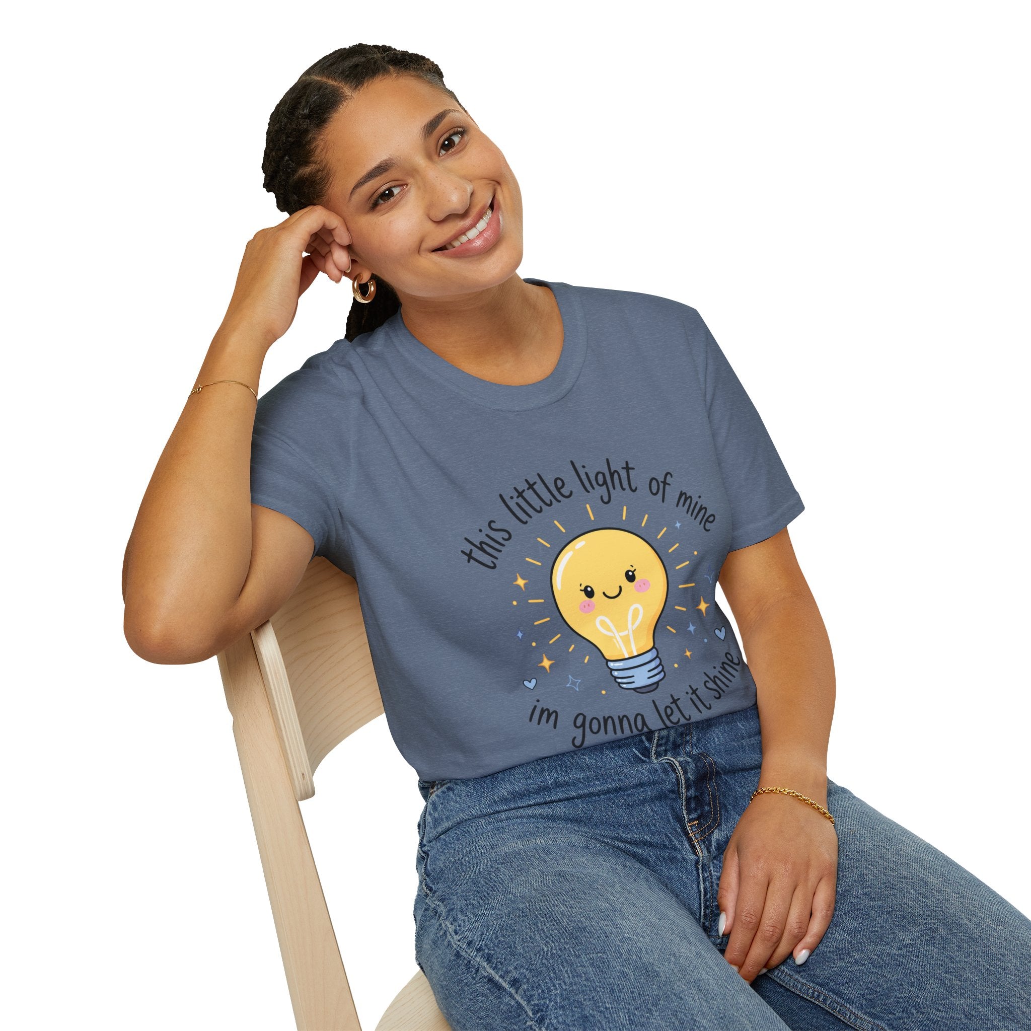 T-Shirt — "This Little Light of Mine" Cute Smiling Lightbulb Inspirational Tee