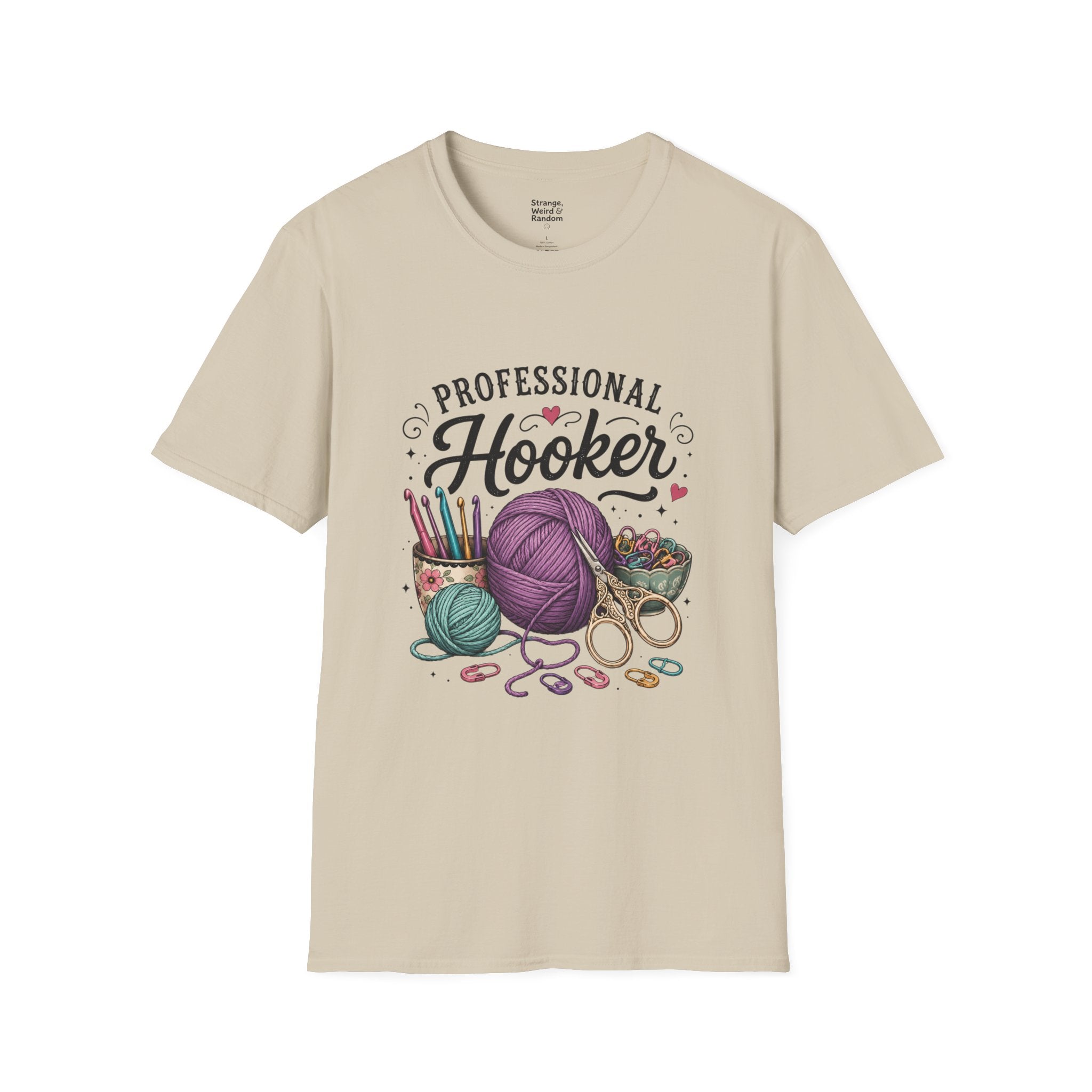 Professional Hooker Crochet Yarn T-Shirt | Knitting Hooks, Ball of Yarn