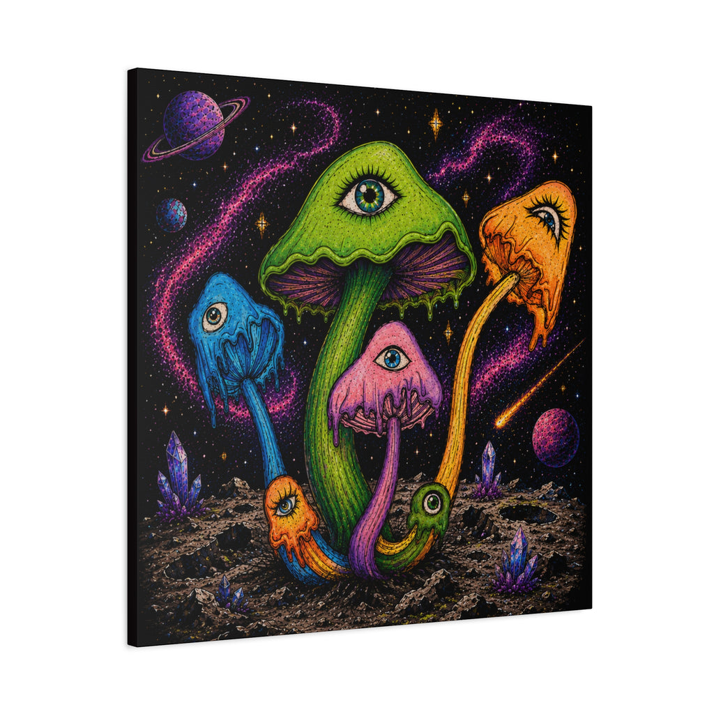 Psychedelic Mushroom Canvas Print — Trippy Cosmic Eyes Wall Art