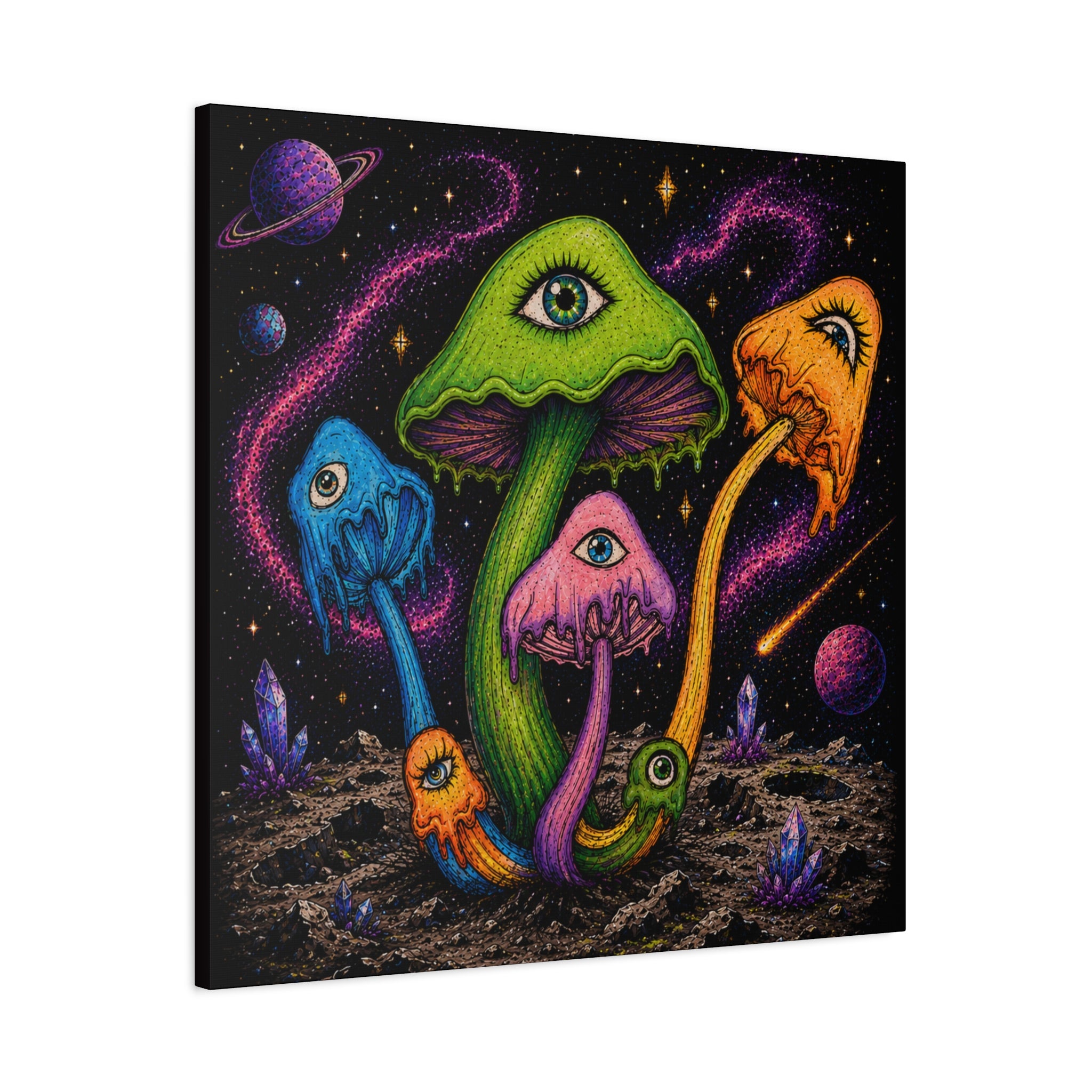 Psychedelic Mushroom Canvas Print — Trippy Cosmic Eyes Wall Art