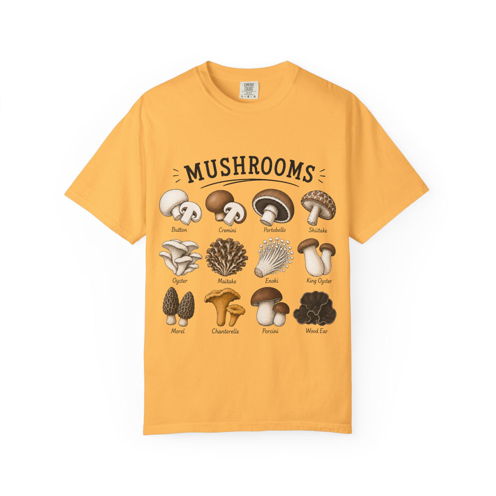 Mushroom Guide T-Shirt — Illustrated Edible & Wild Fungi Chart