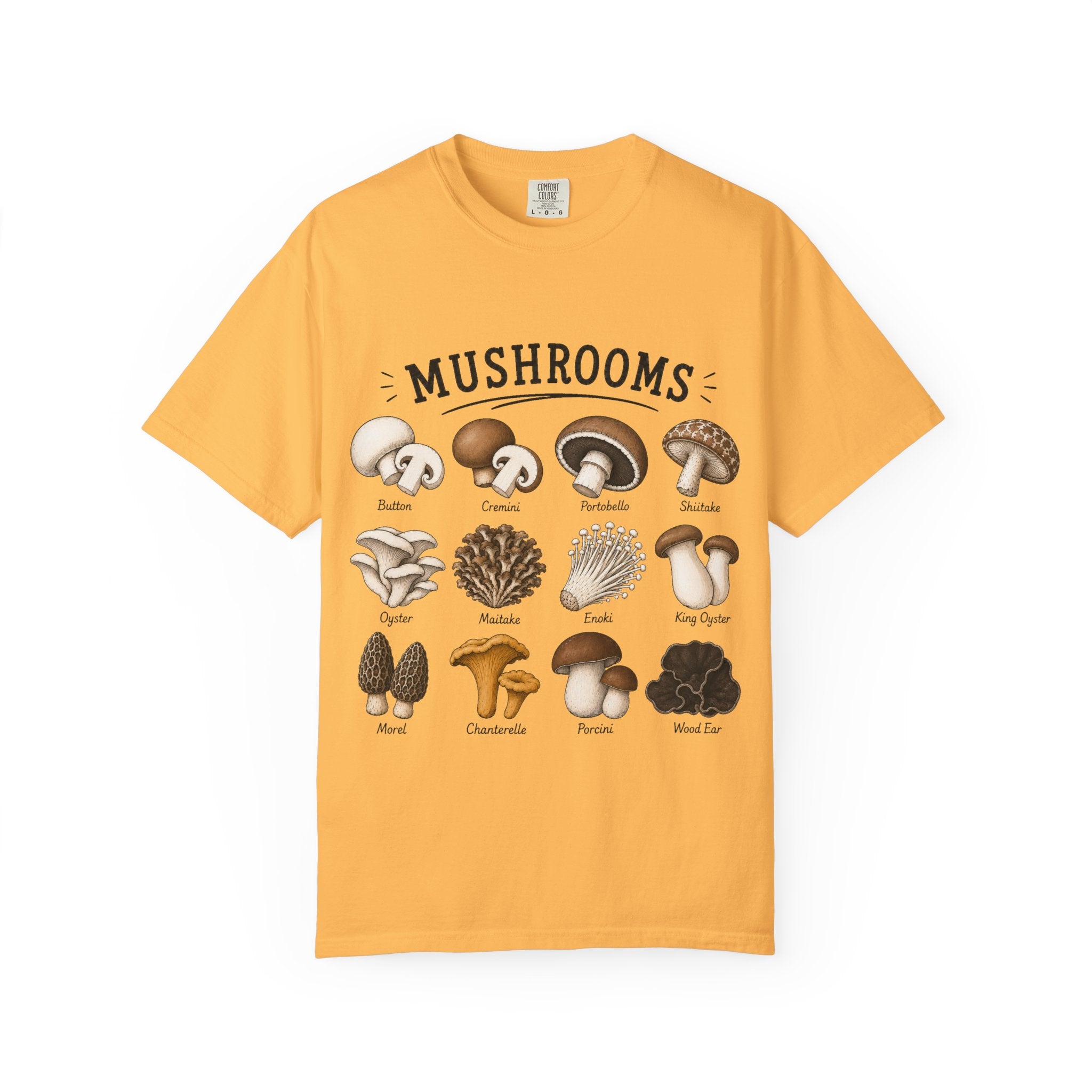Mushroom Guide T-Shirt — Illustrated Edible & Wild Fungi Chart