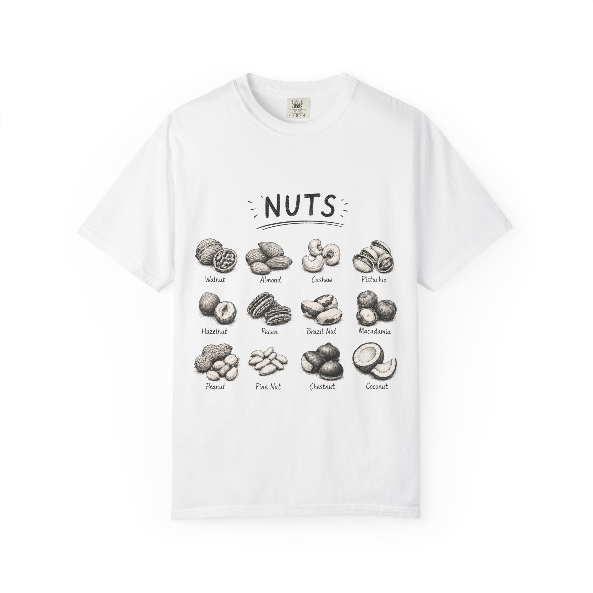 Nuts Illustrated T-Shirt — Vintage Botanical Nut Chart Tee