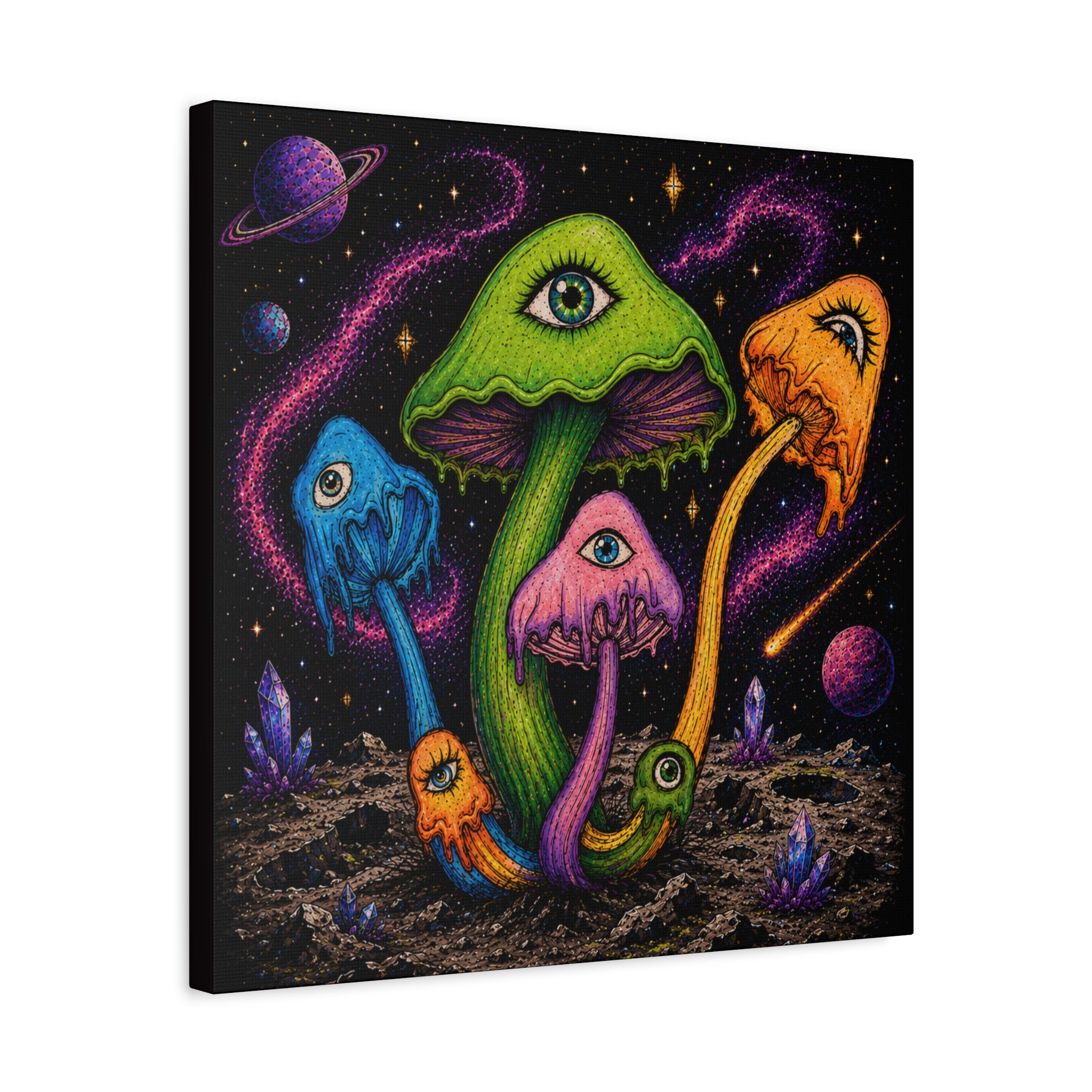 Psychedelic Mushroom Canvas Print — Trippy Cosmic Eyes Wall Art