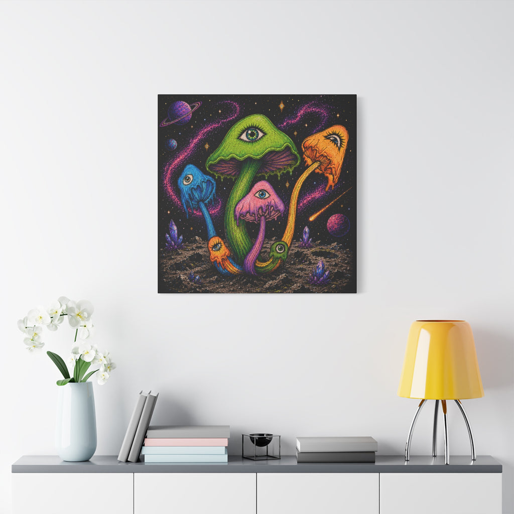 Psychedelic Mushroom Canvas Print — Trippy Cosmic Eyes Wall Art