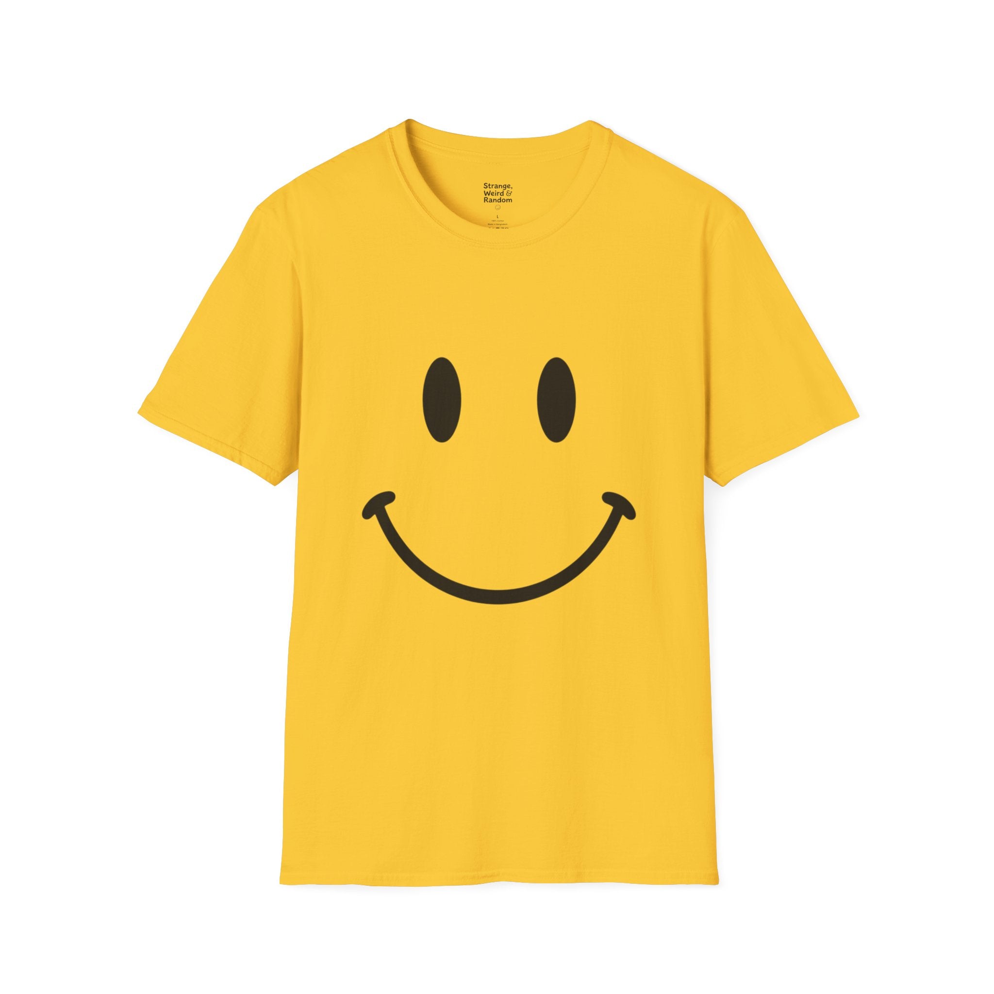 Large Black Smiley Face T-Shirt | Orange Graphic Tee