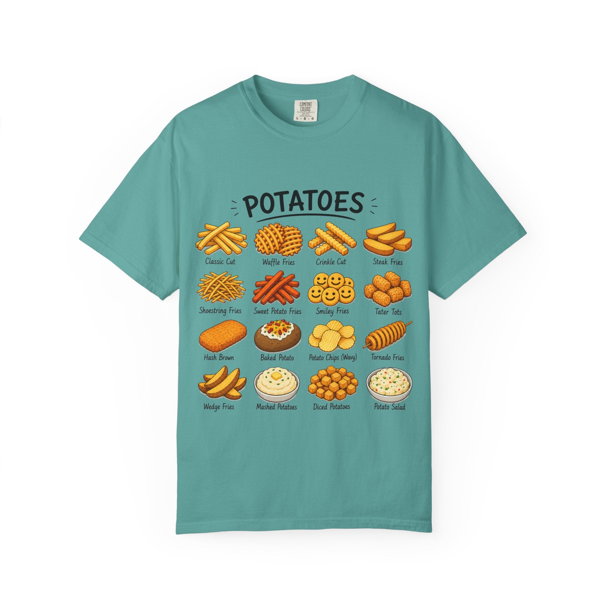 Potato Varieties T-Shirt — Cute Illustrated 'Potatoes' Chart Tee