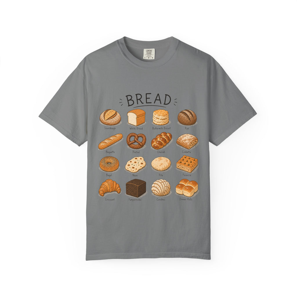 Bread Types T-Shirt — Illustrated Bakery Breads Chart Tee