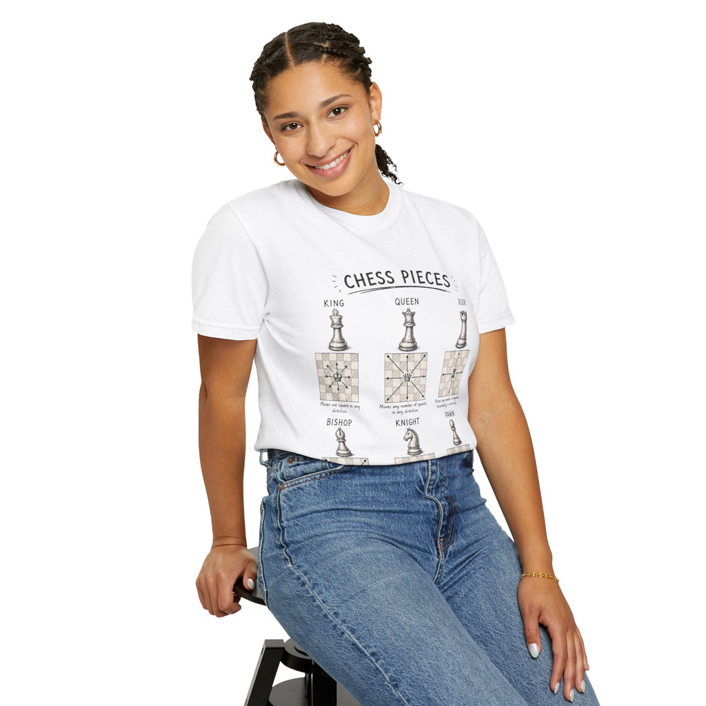 Chess Pieces Illustrated T-Shirt — Vintage Diagram Tee for Players & Fans