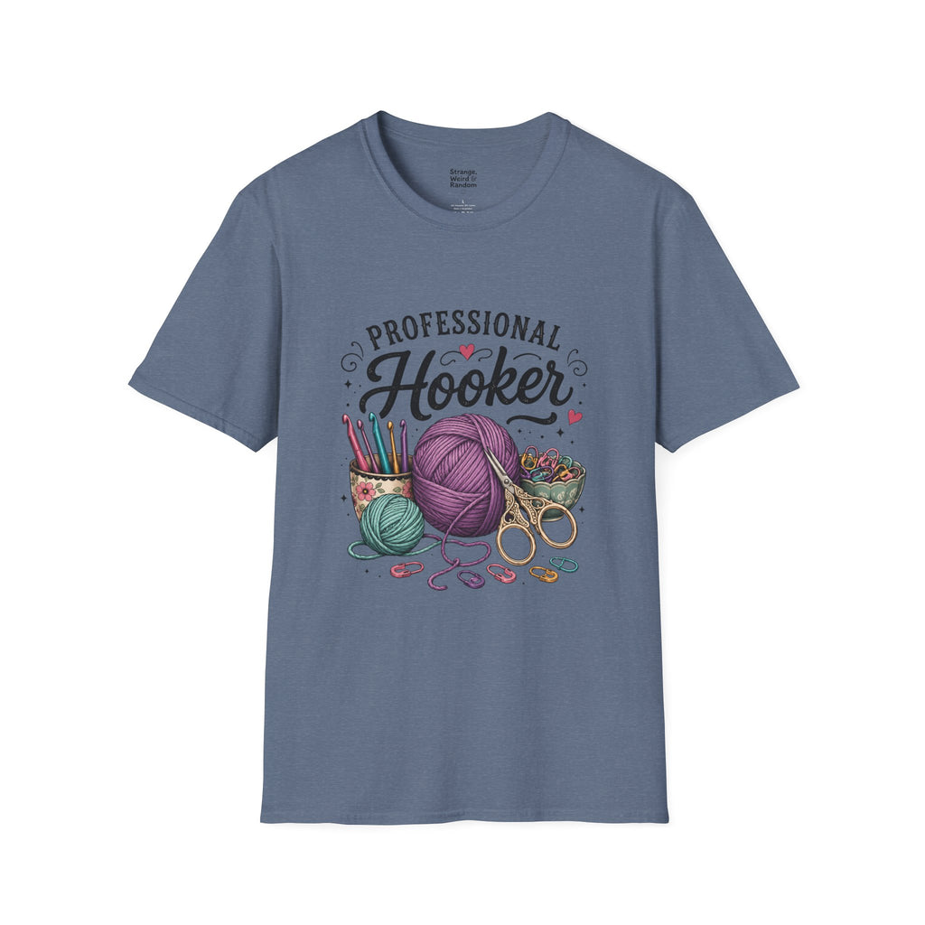 Professional Hooker Crochet Yarn T-Shirt | Knitting Hooks, Ball of Yarn