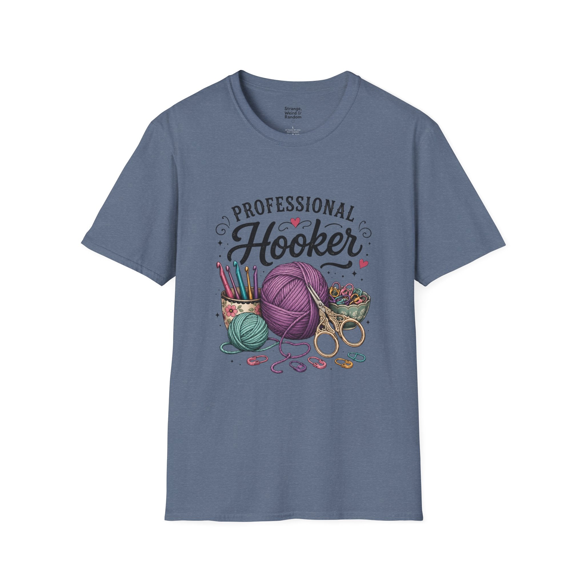 Professional Hooker Crochet Yarn T-Shirt | Knitting Hooks, Ball of Yarn