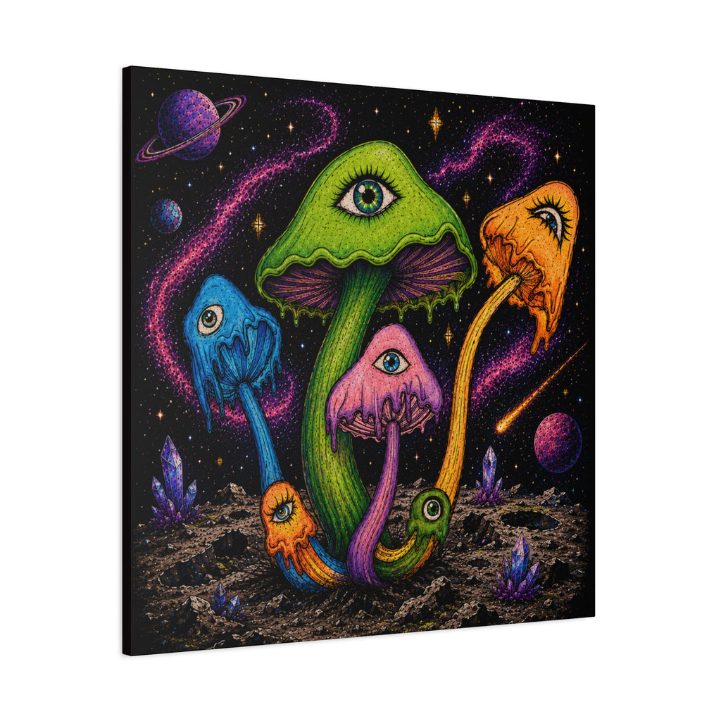 Psychedelic Mushroom Canvas Print — Trippy Cosmic Eyes Wall Art