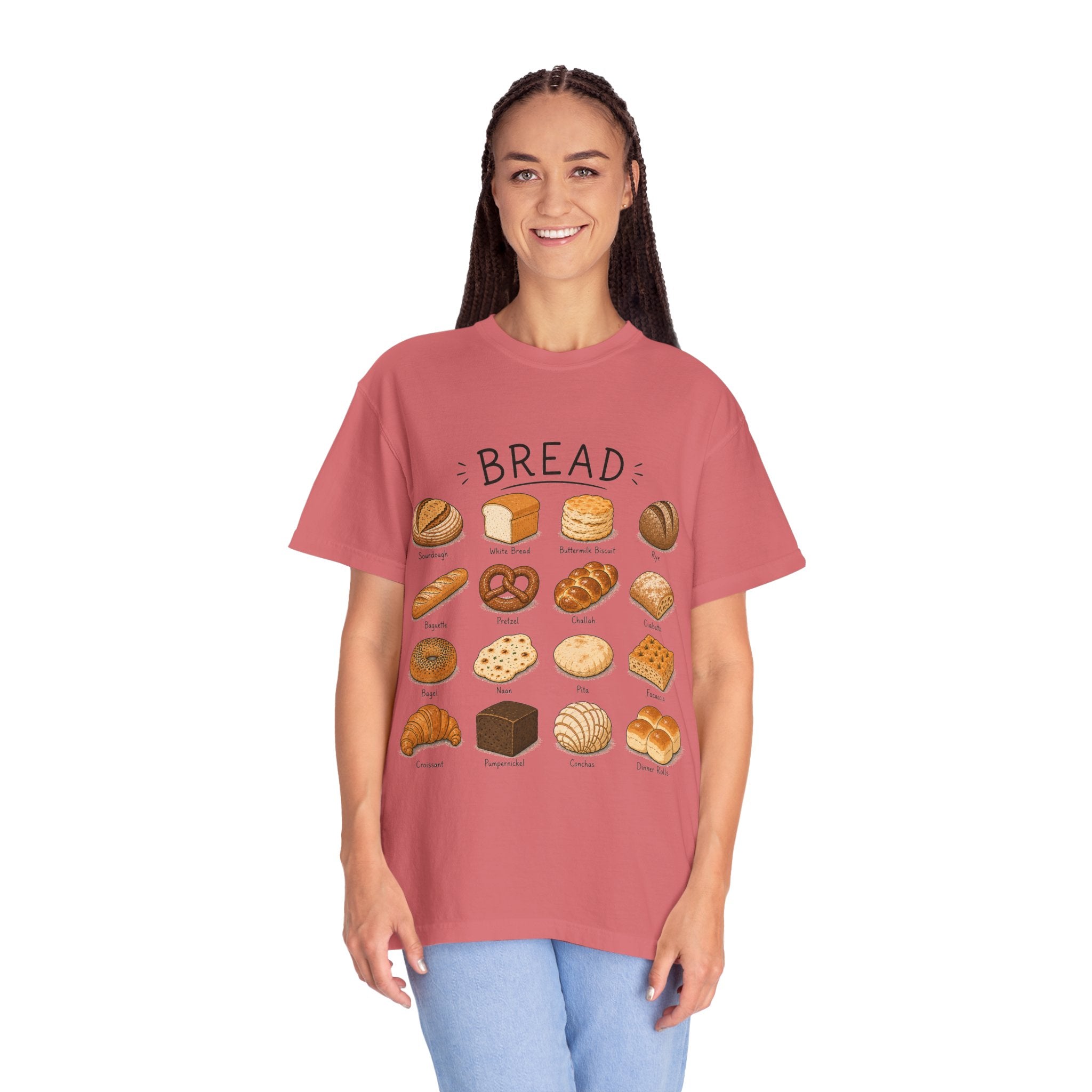 Bread Types T-Shirt — Illustrated Bakery Breads Chart Tee