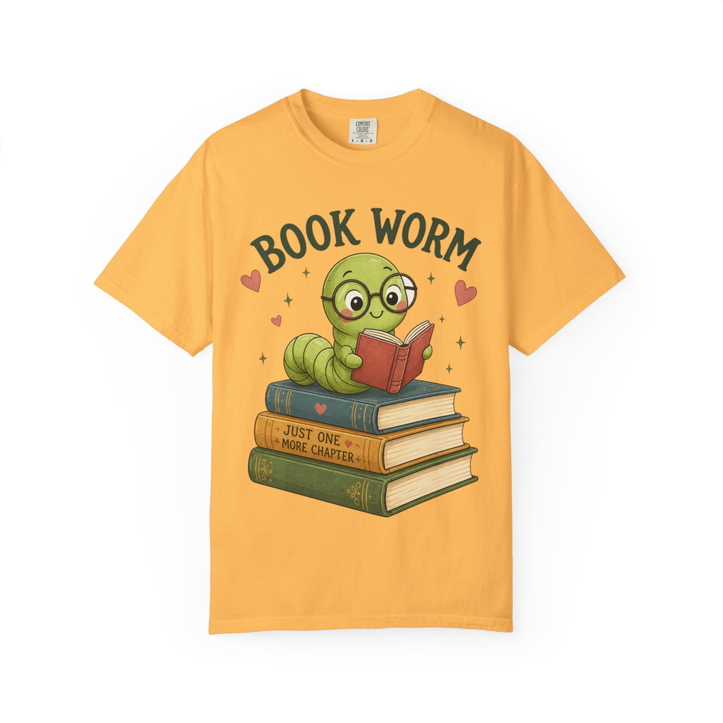 Book Worm T-Shirt – Cute Reading Worm Graphic Tee ("Just One More Chapter")