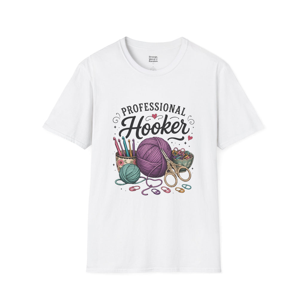 Professional Hooker Crochet Yarn T-Shirt | Knitting Hooks, Ball of Yarn