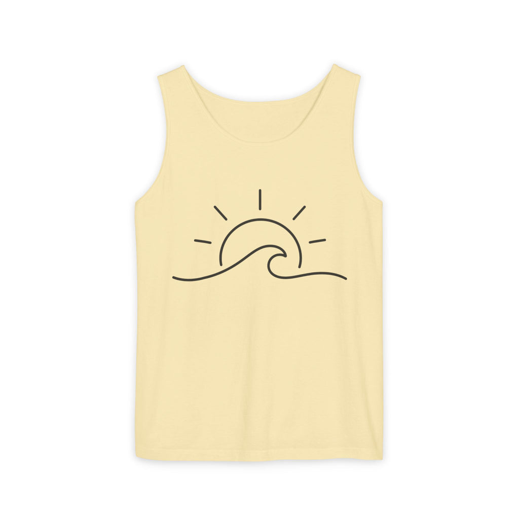 Sunrise Wave Tank Top — Minimal Beach Graphic