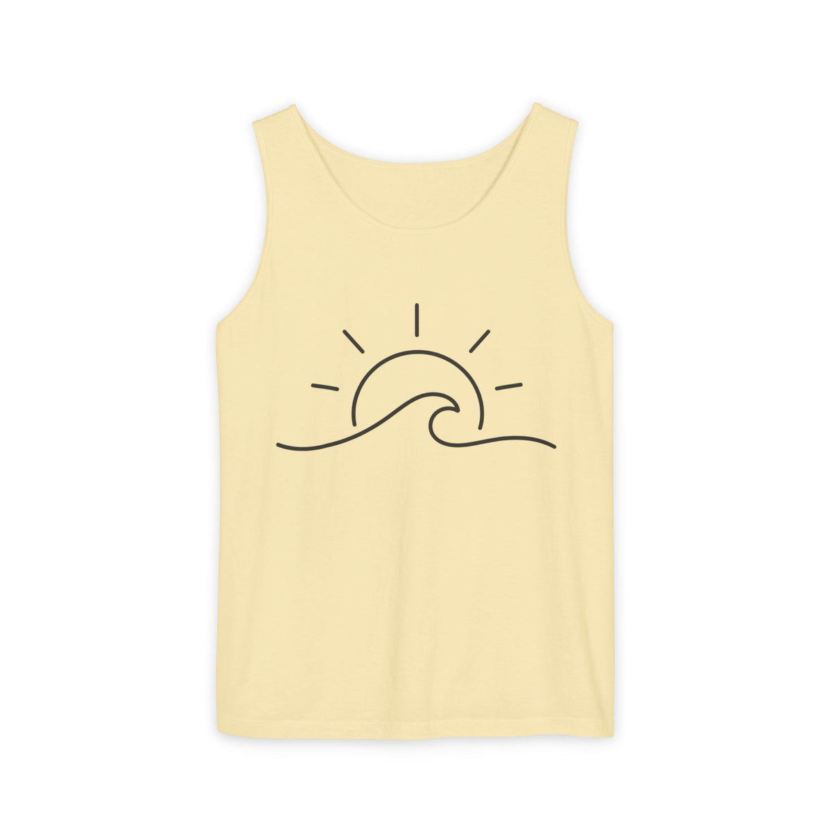 Sunrise Wave Tank Top — Minimal Beach Graphic