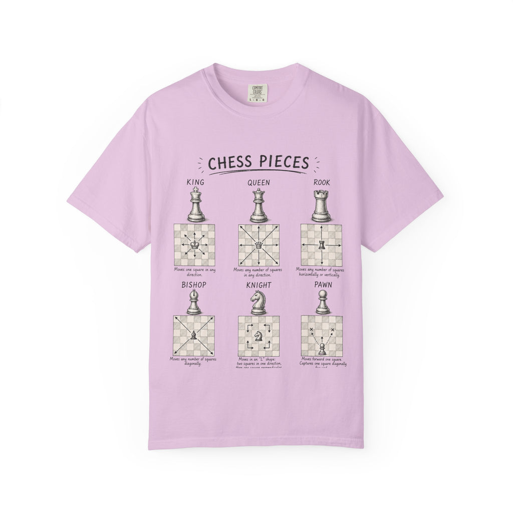 Chess Pieces Illustrated T-Shirt — Vintage Diagram Tee for Players & Fans