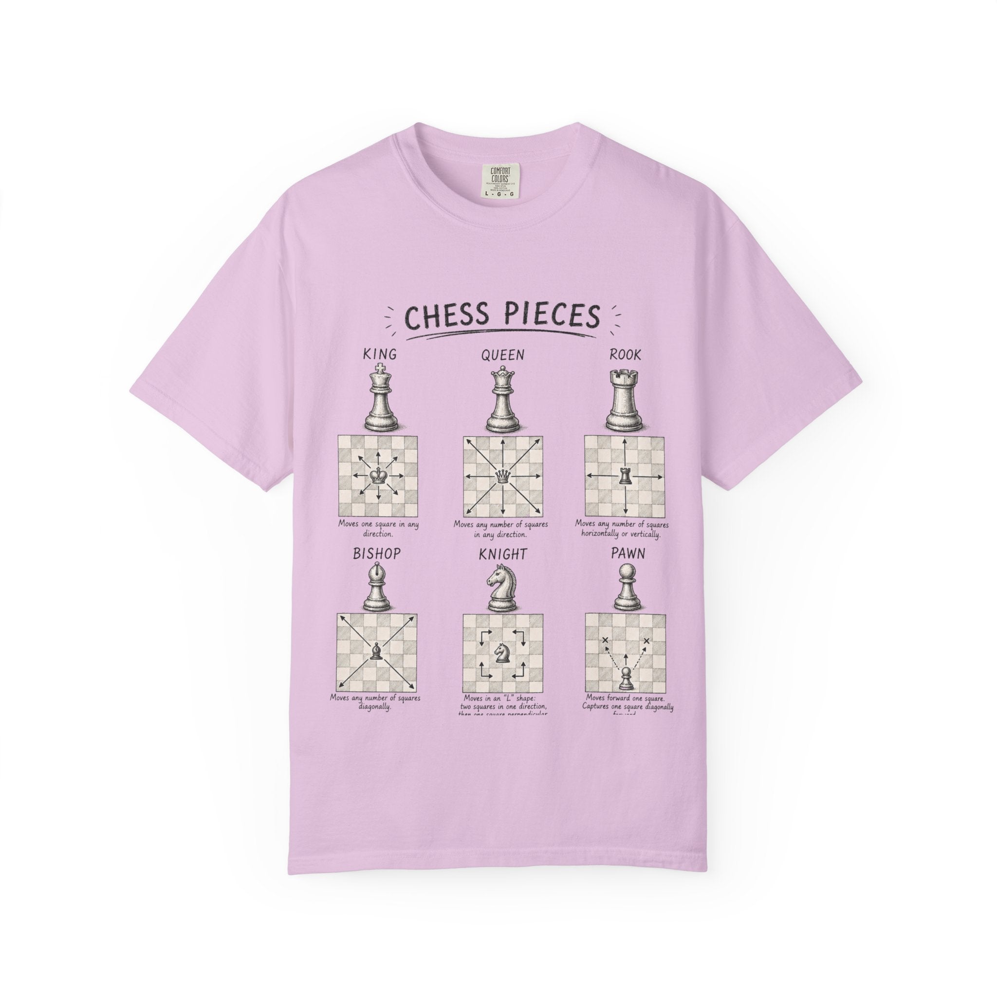 Chess Pieces Illustrated T-Shirt — Vintage Diagram Tee for Players & Fans