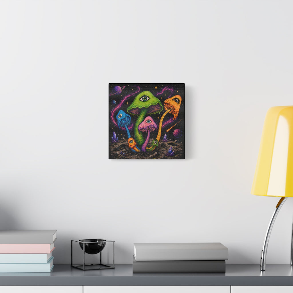 Psychedelic Mushroom Canvas Print — Trippy Cosmic Eyes Wall Art