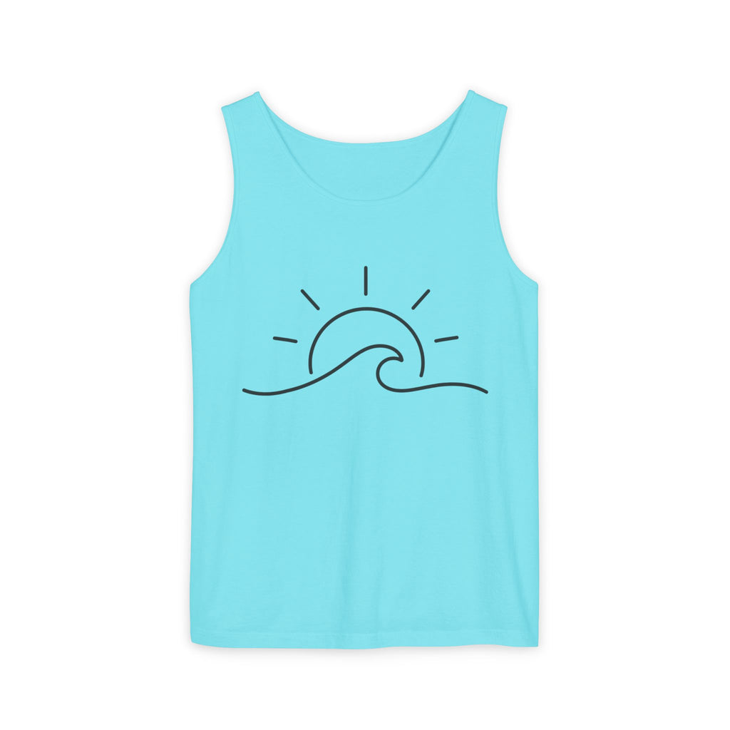 Sunrise Wave Tank Top — Minimal Beach Graphic