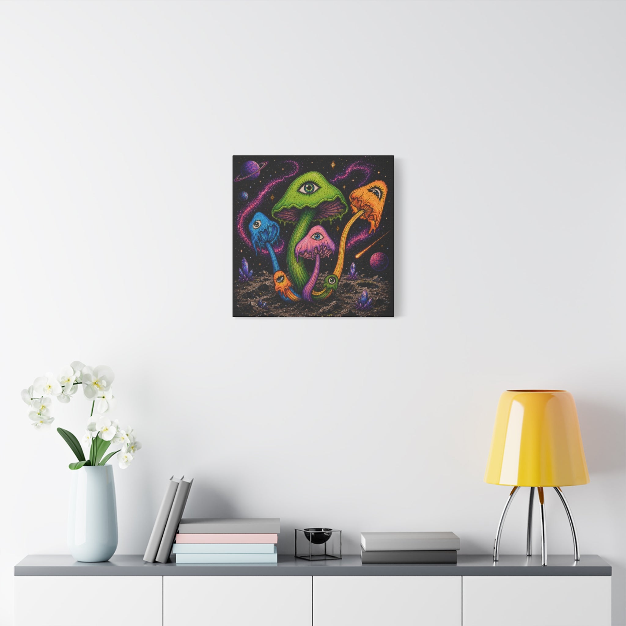 Psychedelic Mushroom Canvas Print — Trippy Cosmic Eyes Wall Art