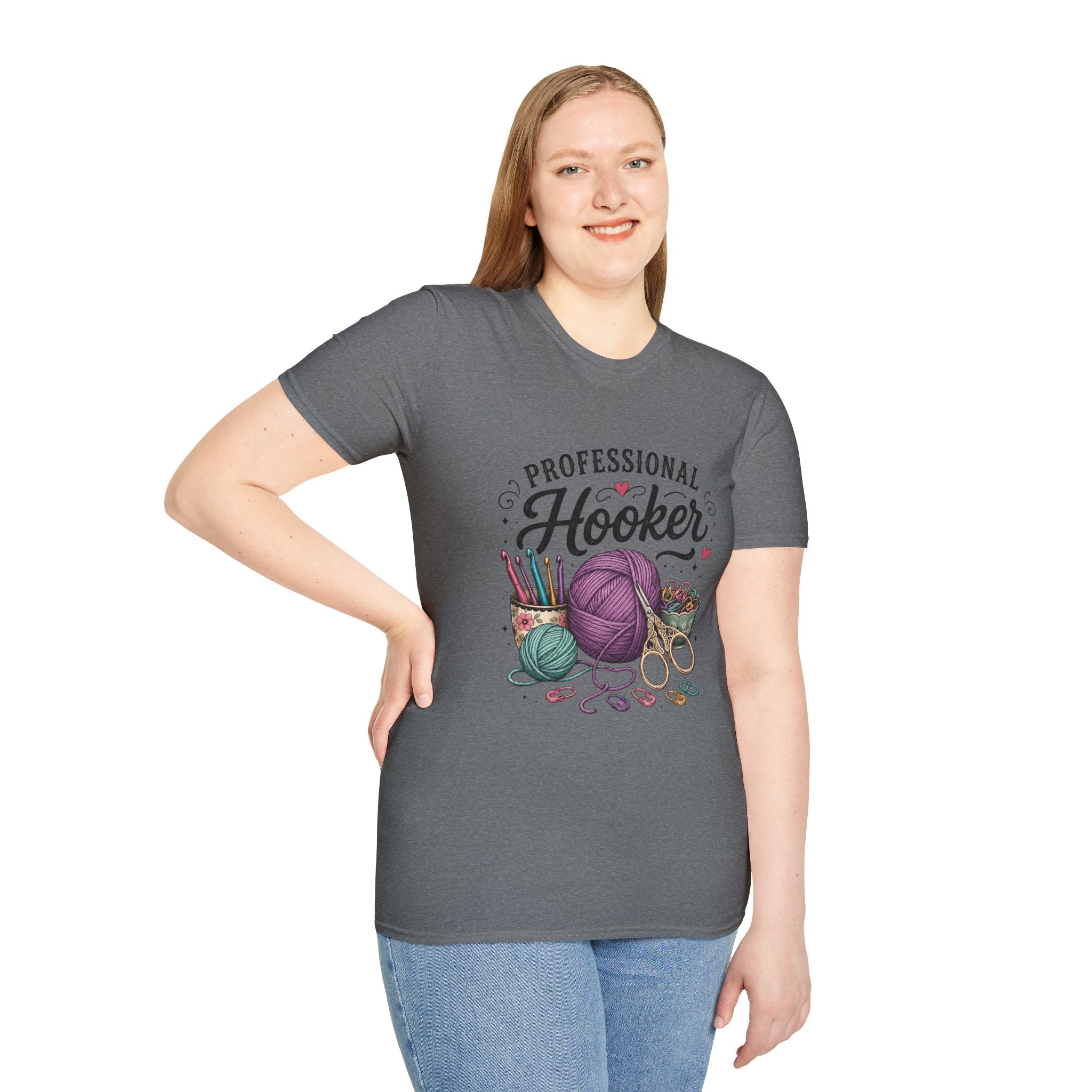 Professional Hooker Crochet Yarn T-Shirt | Knitting Hooks, Ball of Yarn