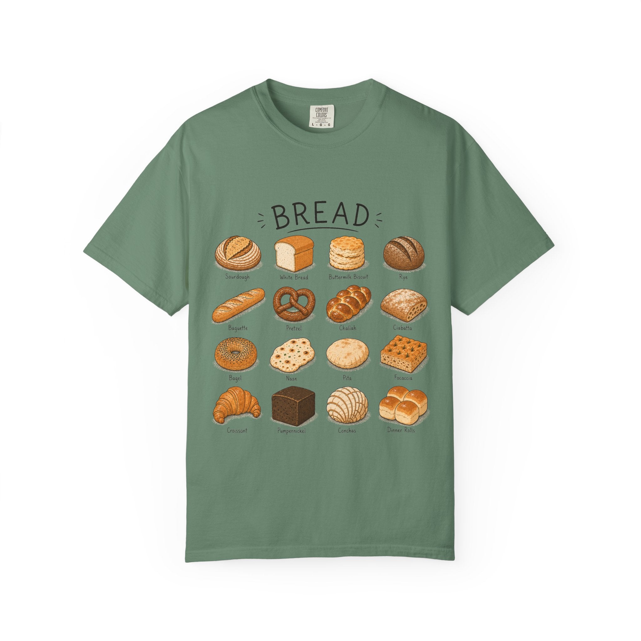Bread Types T-Shirt — Illustrated Bakery Breads Chart Tee