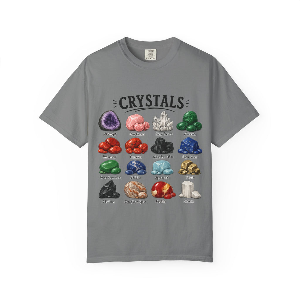 Crystal Guide T-Shirt — Illustrated Gemstone Chart Tee