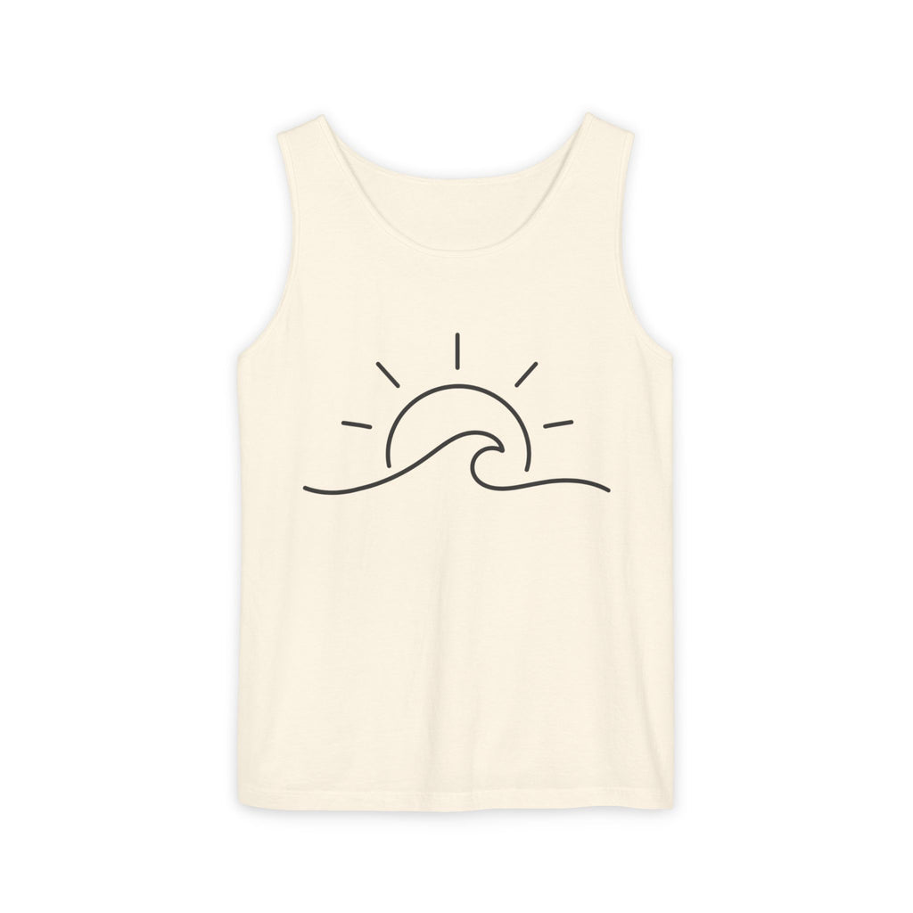 Sunrise Wave Tank Top — Minimal Beach Graphic