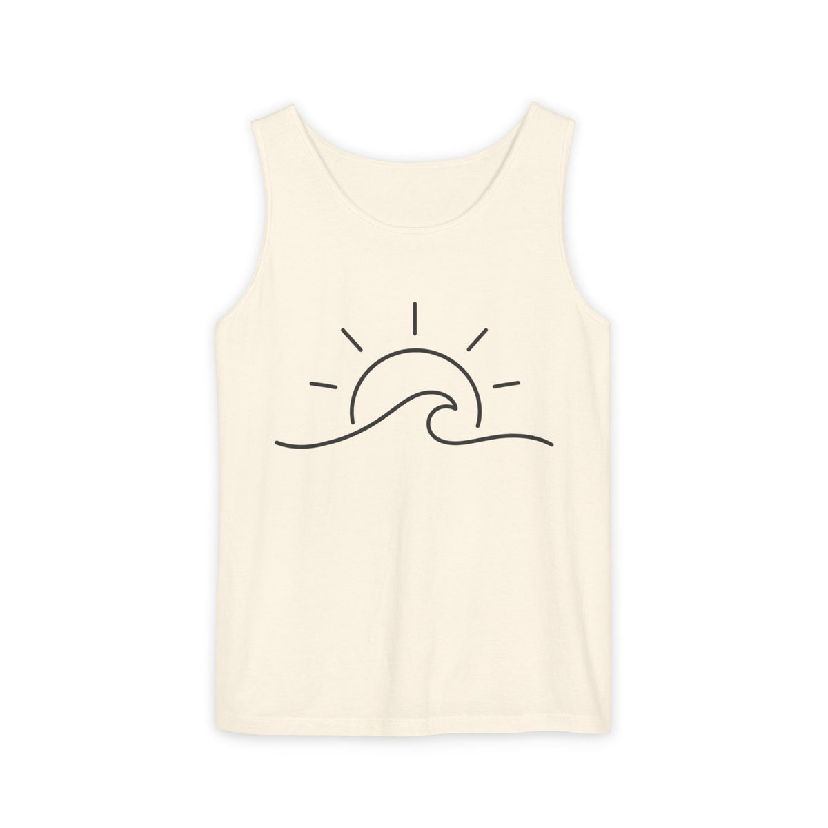 Sunrise Wave Tank Top — Minimal Beach Graphic